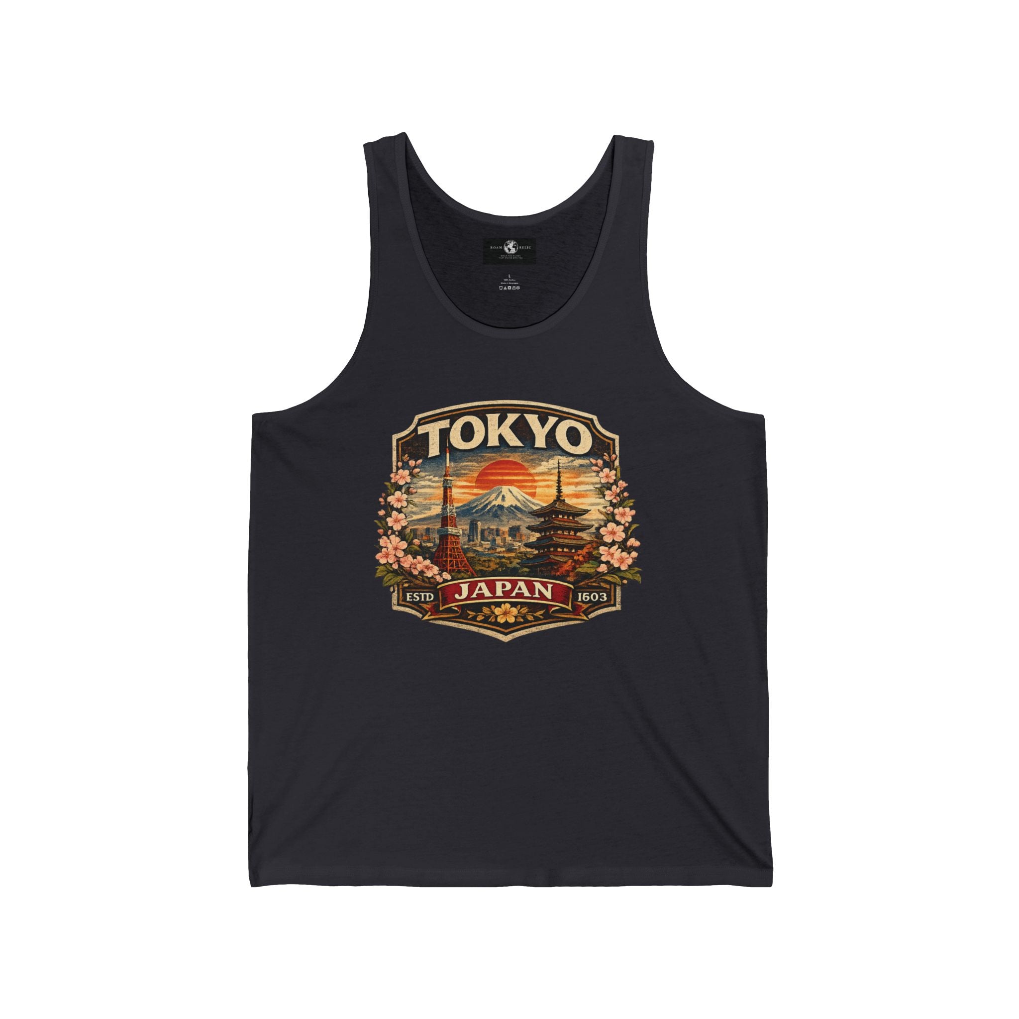Tokyo Japan Vintage Travel Tank Top — Retro Mt. Fuji & Cherry Blossom Graphic