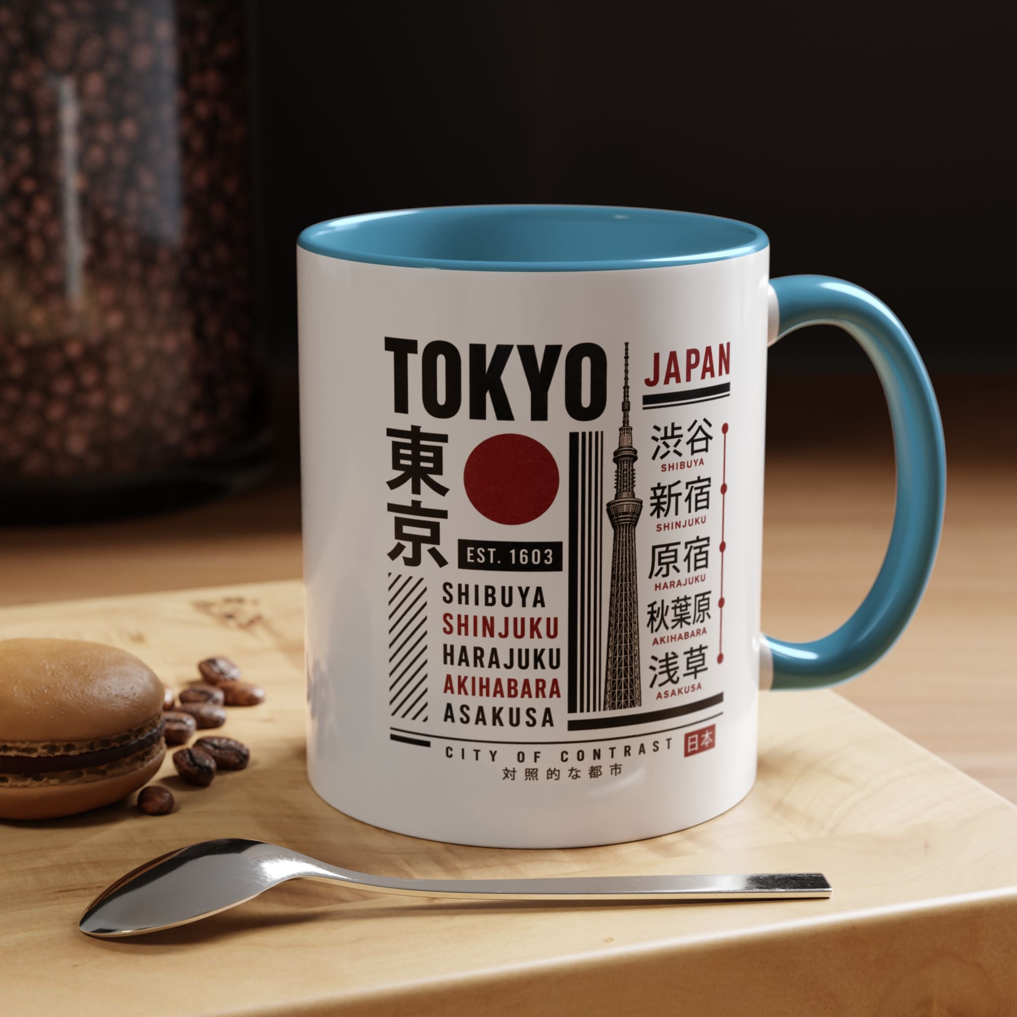 Tokyo Japan Accent Coffee Mug – Shibuya Shinjuku Harajuku Travel Souvenir (11/15oz)