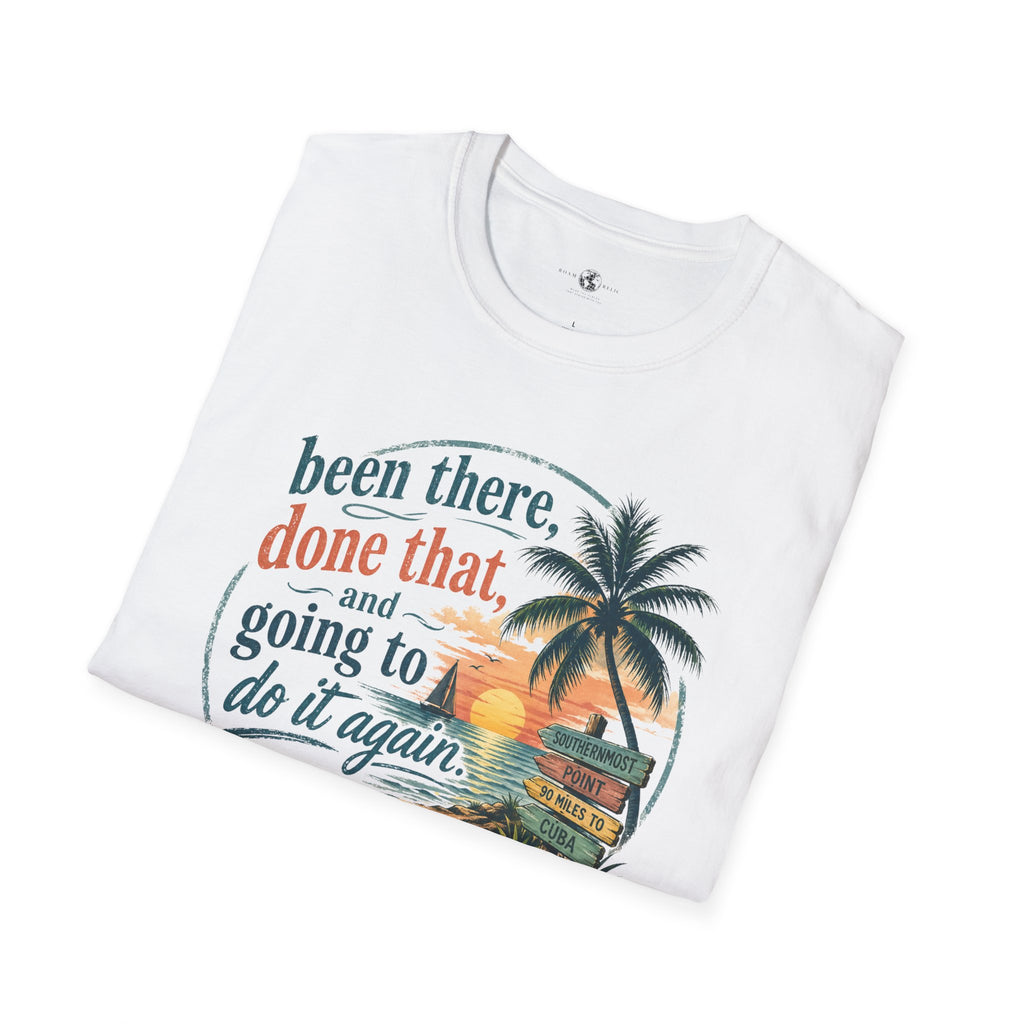 Key West Florida Vintage Sunset T-Shirt — "Been there, done that, and going to do it again" Travel Tee - Personalize with Custom Text