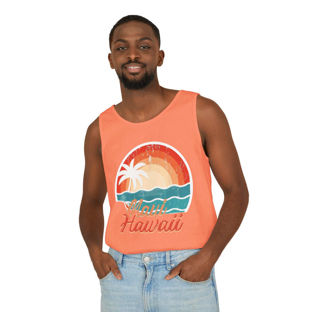 Maui Hawaii Retro Sunset Tank Top — Vintage Palm Beach Vacation Tee