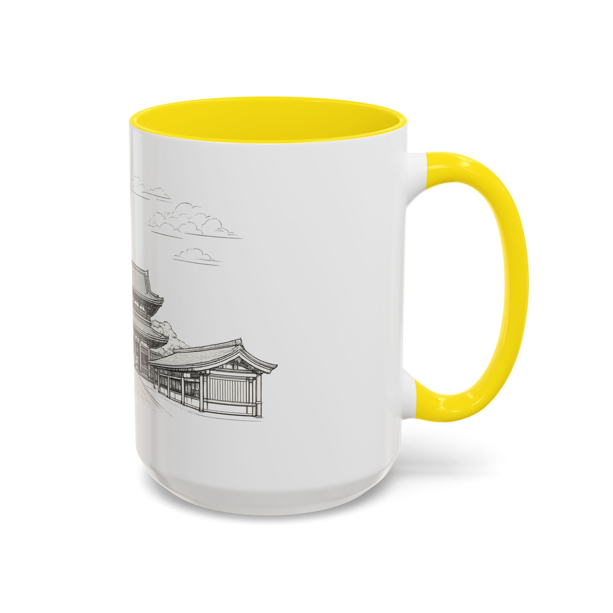 Senso-ji Temple Accent Coffee Mug — Asakusa Japan Minimal Outline Design (11/15oz)