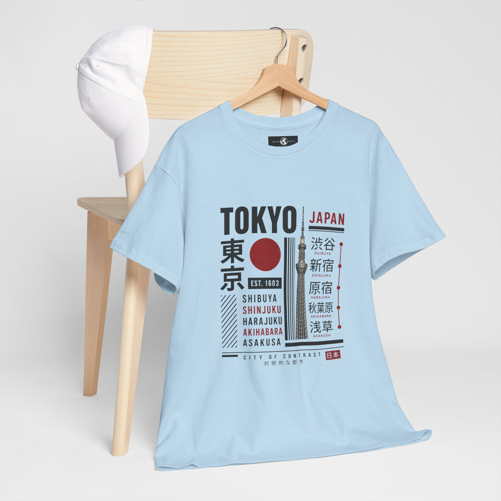 Tokyo Japan Graphic T-Shirt – Kanji City Names & Red Sun Travel Tee