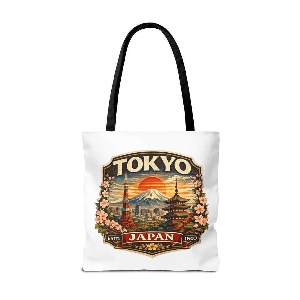 Tokyo Japan Scenic Tote Bag – Vintage Mount Fuji & Cherry Blossom Travel Tote