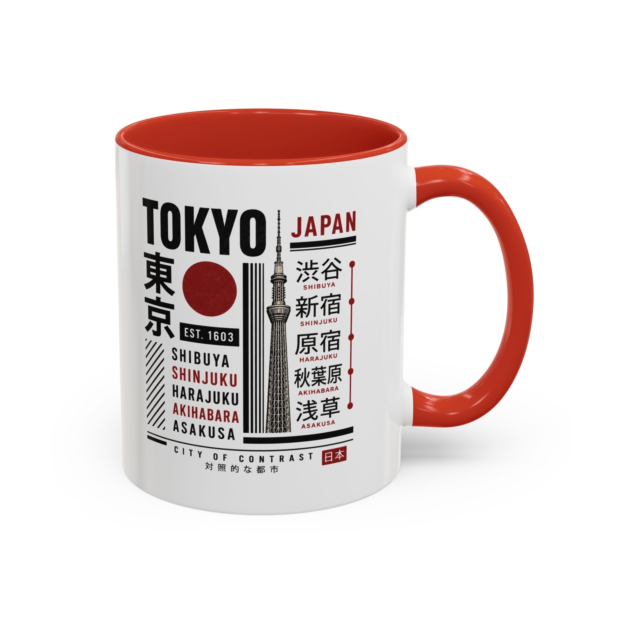 Tokyo Japan Accent Coffee Mug – Shibuya Shinjuku Harajuku Travel Souvenir (11/15oz)