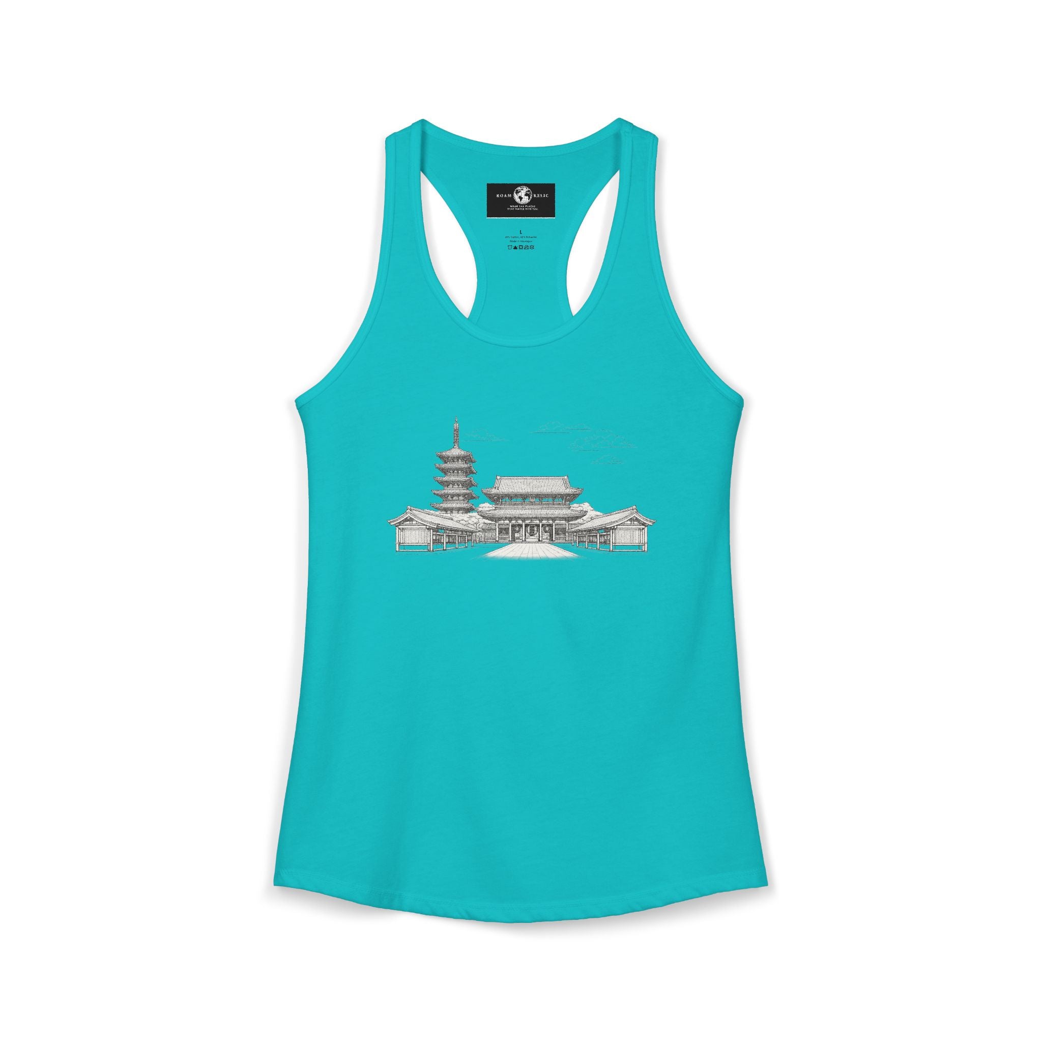 Asakusa Senso-ji Temple Racerback Tank — Minimal Outline Japan Travel Tee