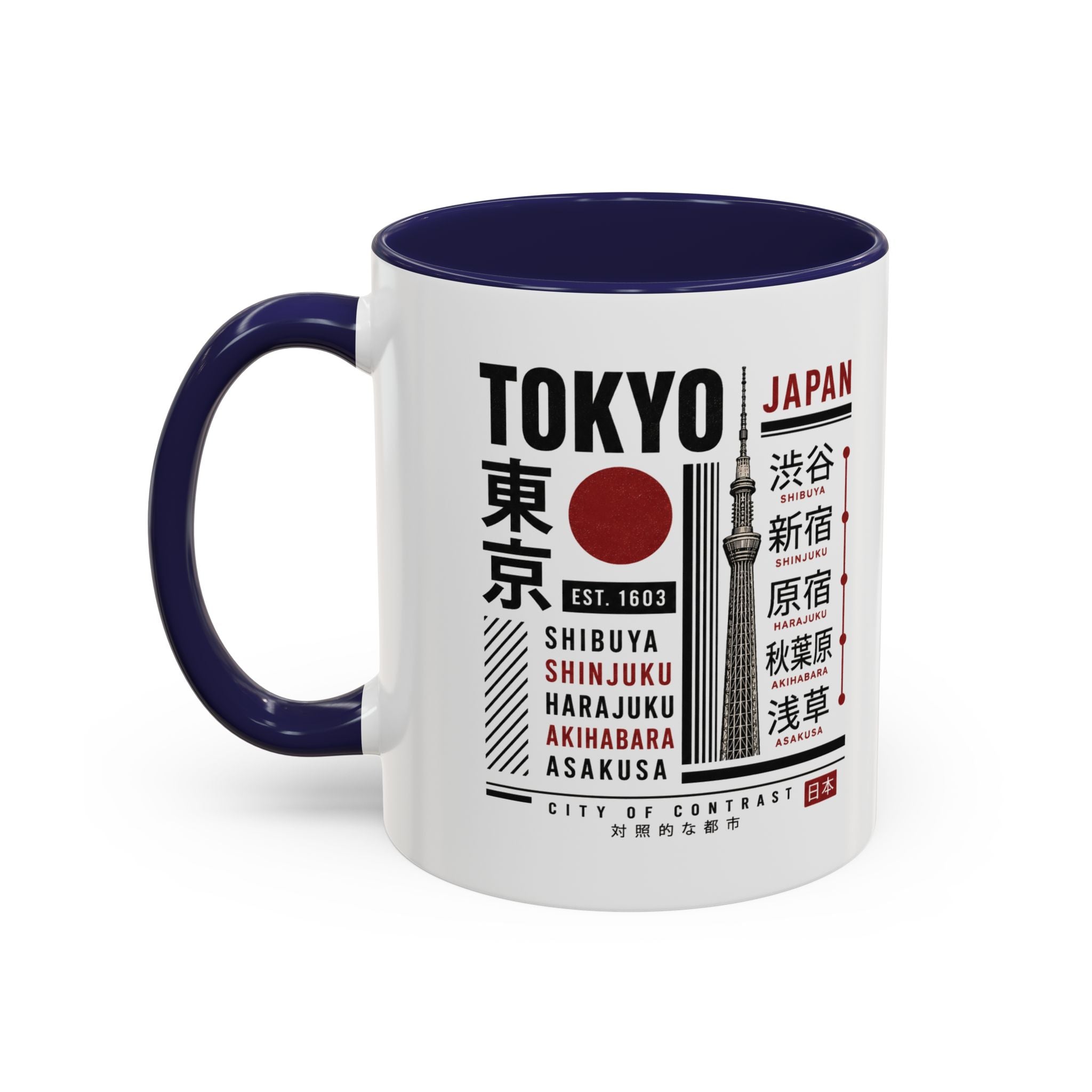 Tokyo Japan Accent Coffee Mug – Shibuya Shinjuku Harajuku Travel Souvenir (11/15oz)