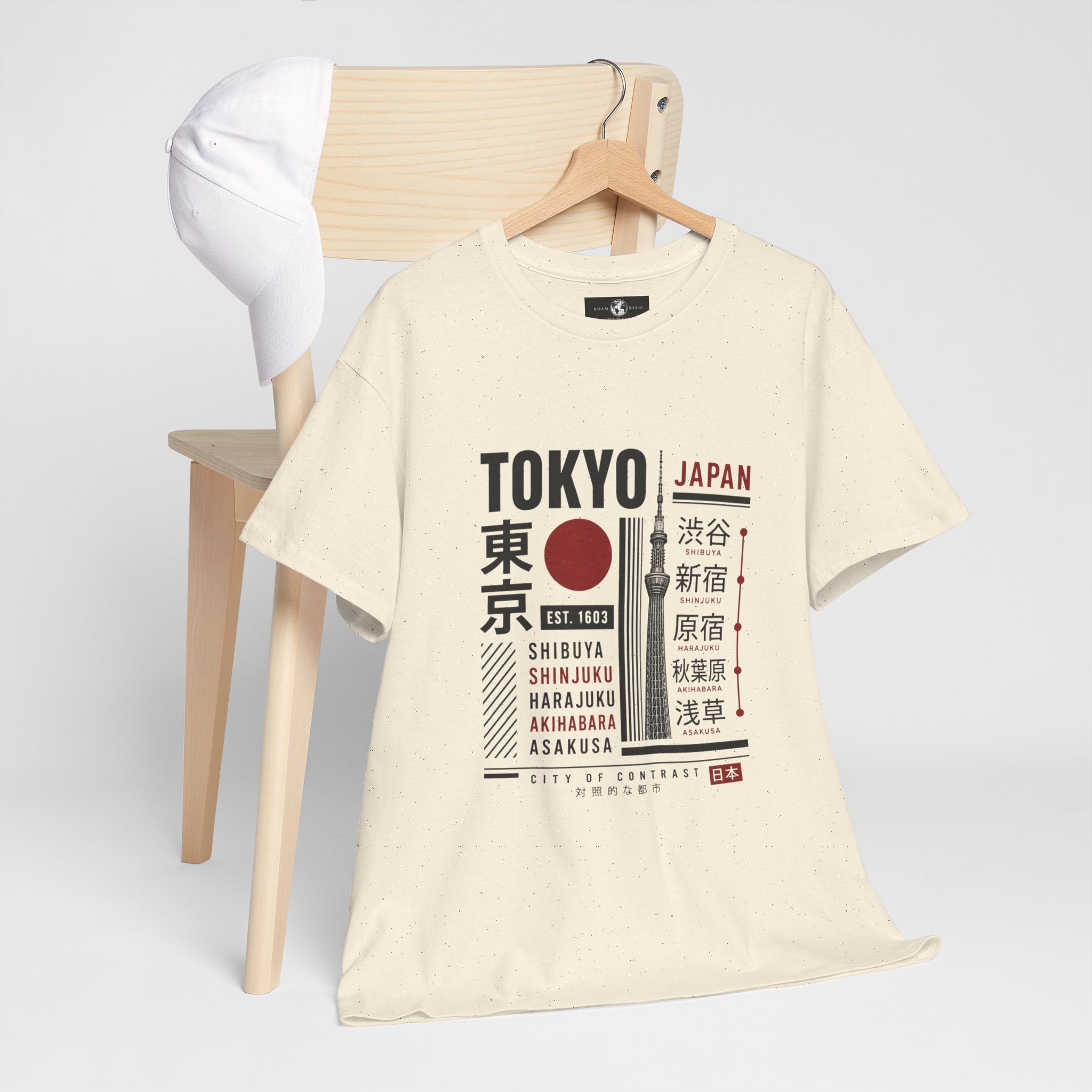 Tokyo Japan Graphic T-Shirt – Kanji City Names & Red Sun Travel Tee