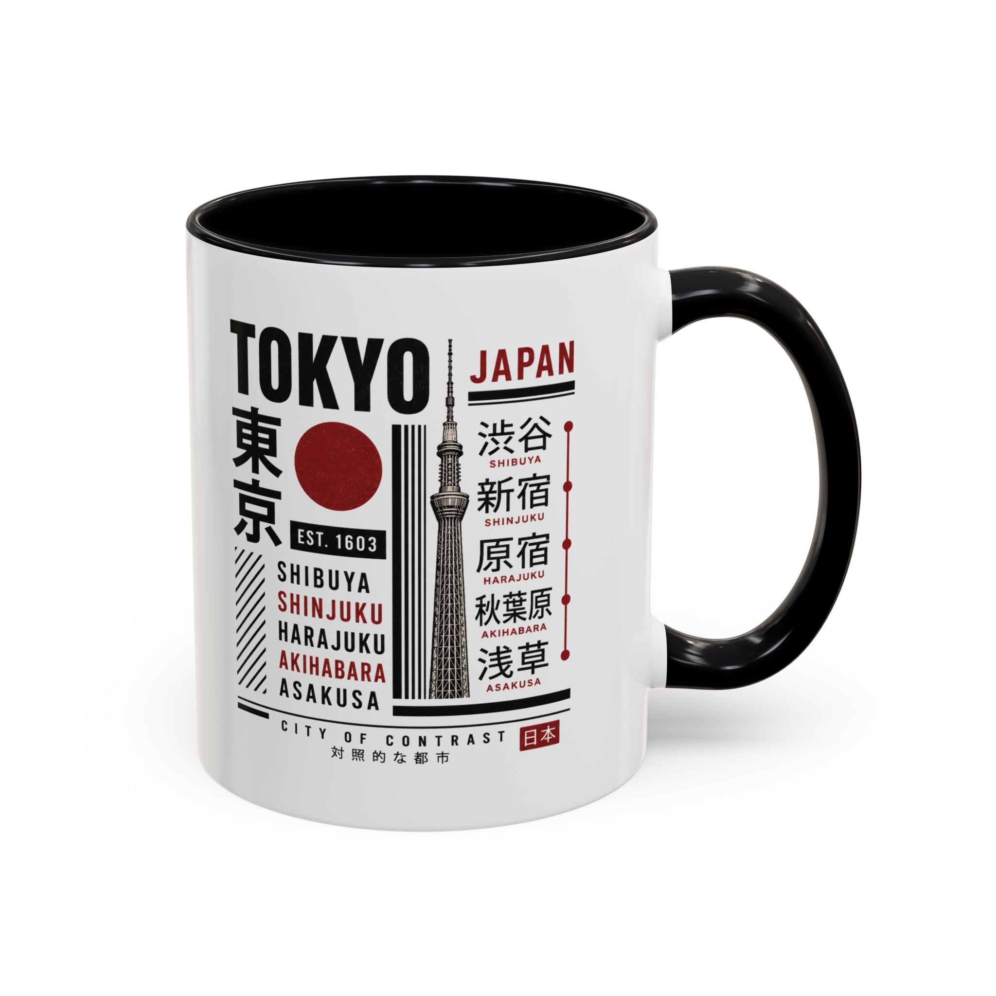 Tokyo Japan Accent Coffee Mug – Shibuya Shinjuku Harajuku Travel Souvenir (11/15oz)