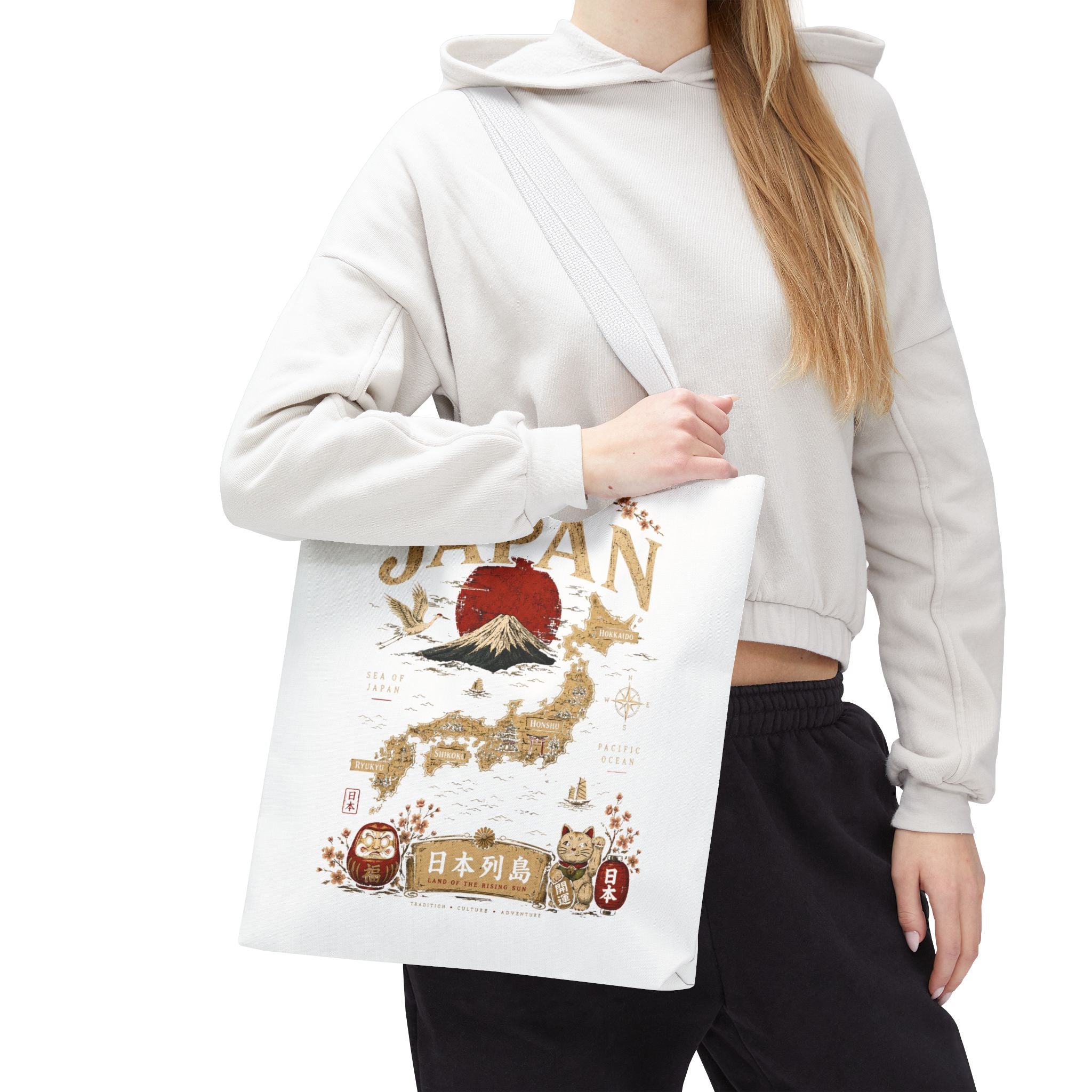 Japan Map Tote Bag – Mount Fuji & Rising Sun Travel Tote