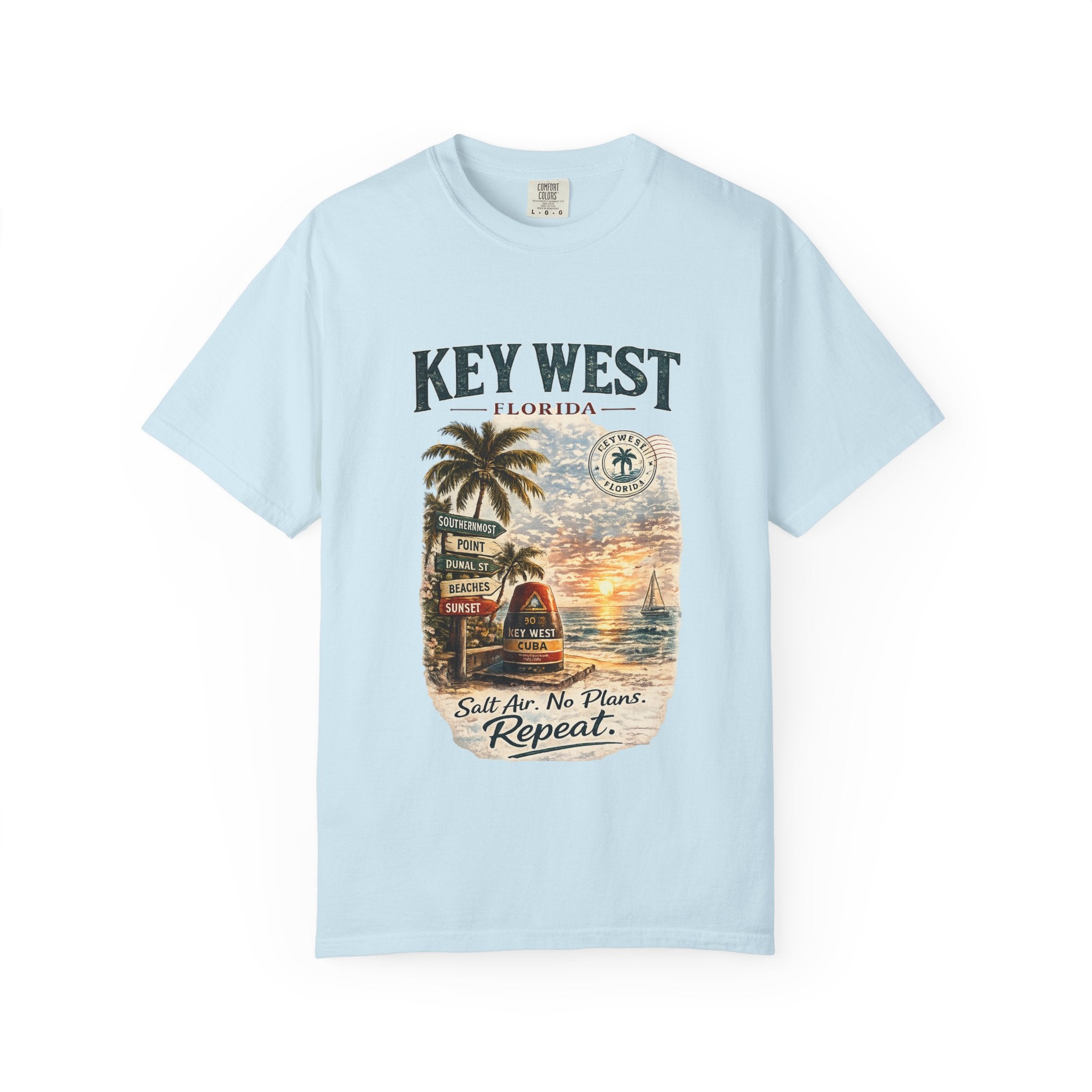 Key West Florida Sunset T‑Shirt — "Salt Air, No Plans, Repeat" Beach Tee