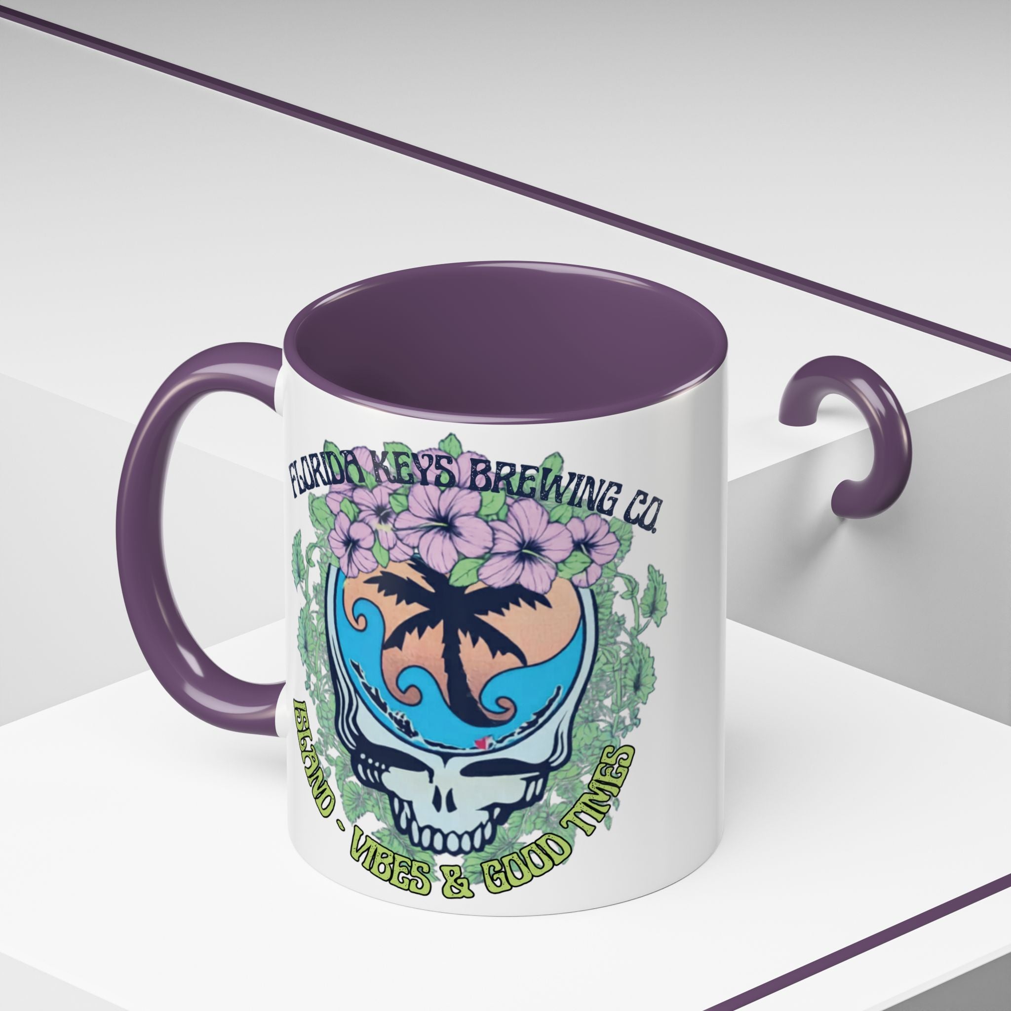 Coffee Mug — Tropical Island Vibes & Good Times Skull Design Key West Florida