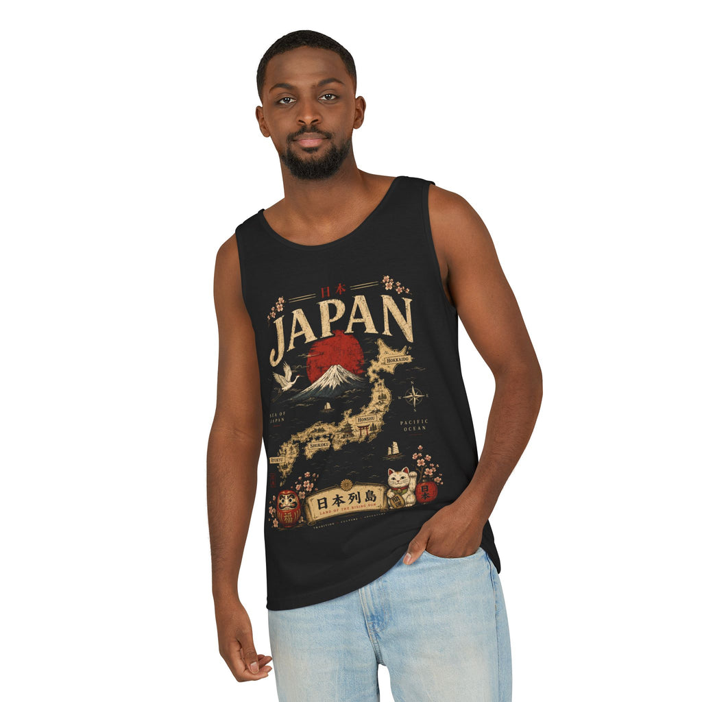 Japan Vintage Travel Tank Top — Mount Fuji & Lucky Cat Graphic
