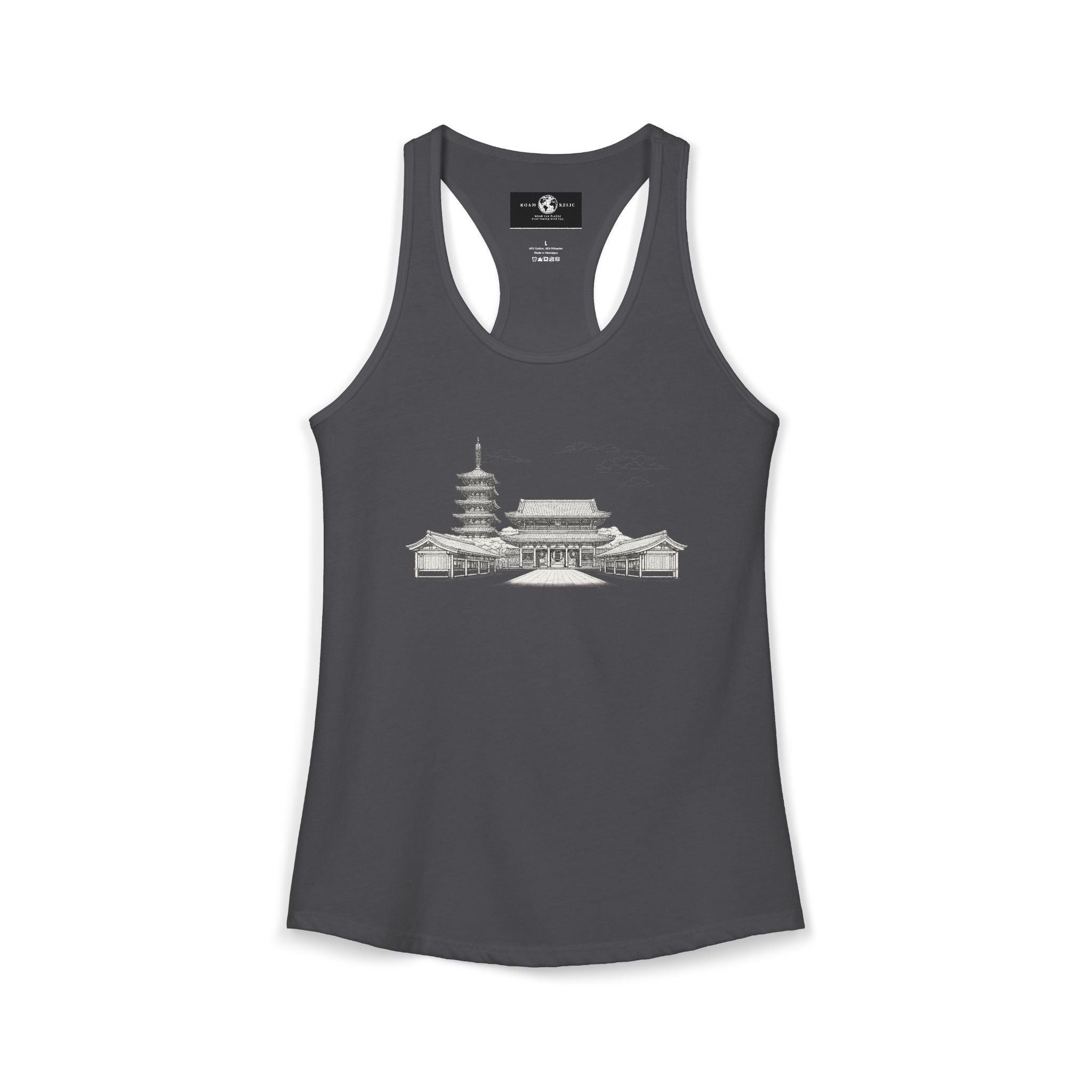 Asakusa Senso-ji Temple Racerback Tank — Minimal Outline Japan Travel Tee