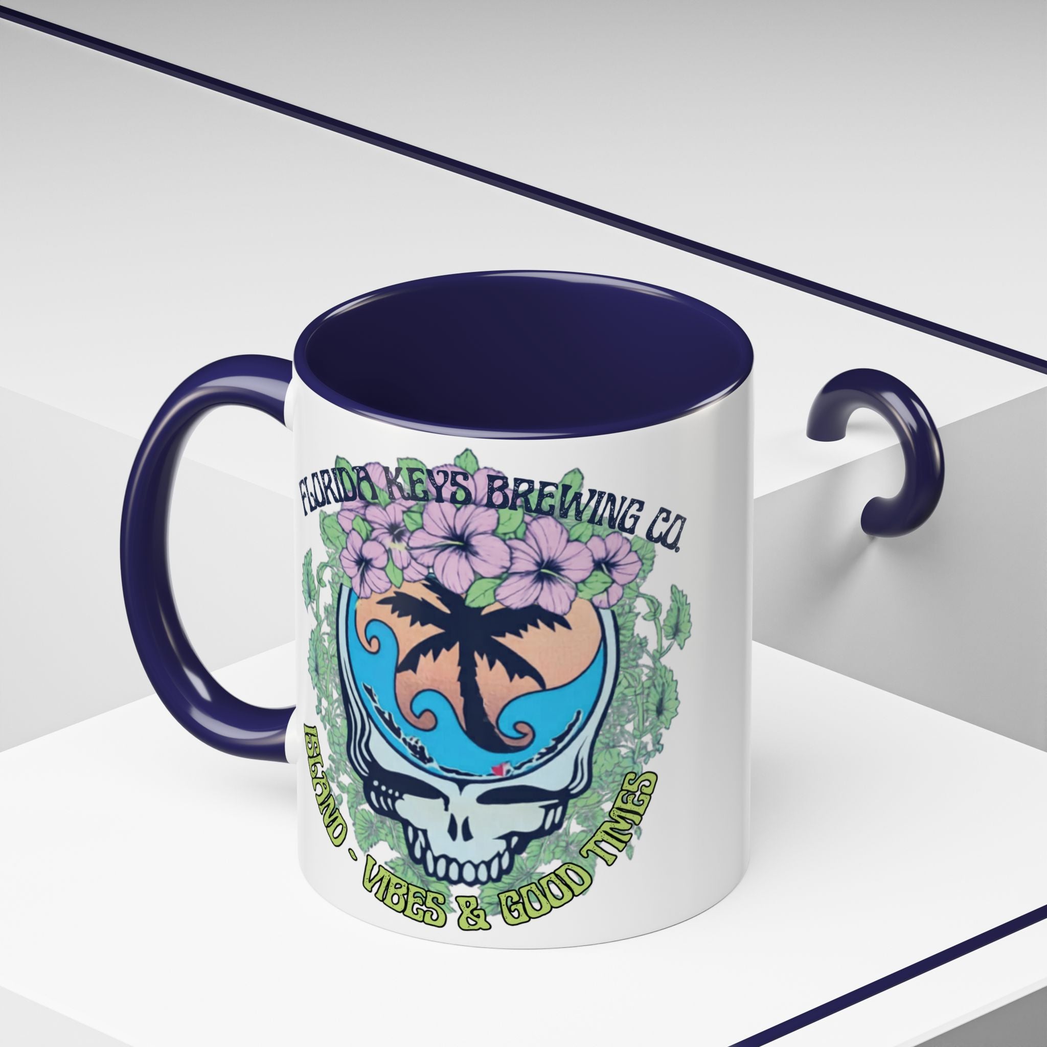 Coffee Mug — Tropical Island Vibes & Good Times Skull Design Key West Florida