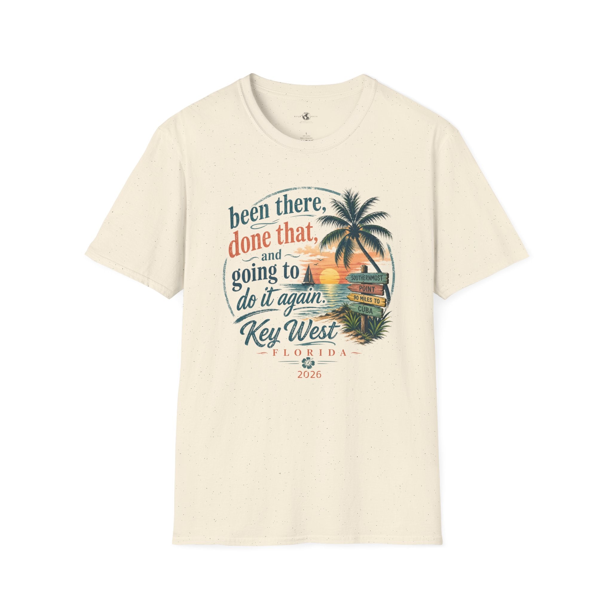 Key West Florida Vintage Sunset T-Shirt — "Been there, done that, and going to do it again" Travel Tee - Personalize with Custom Text