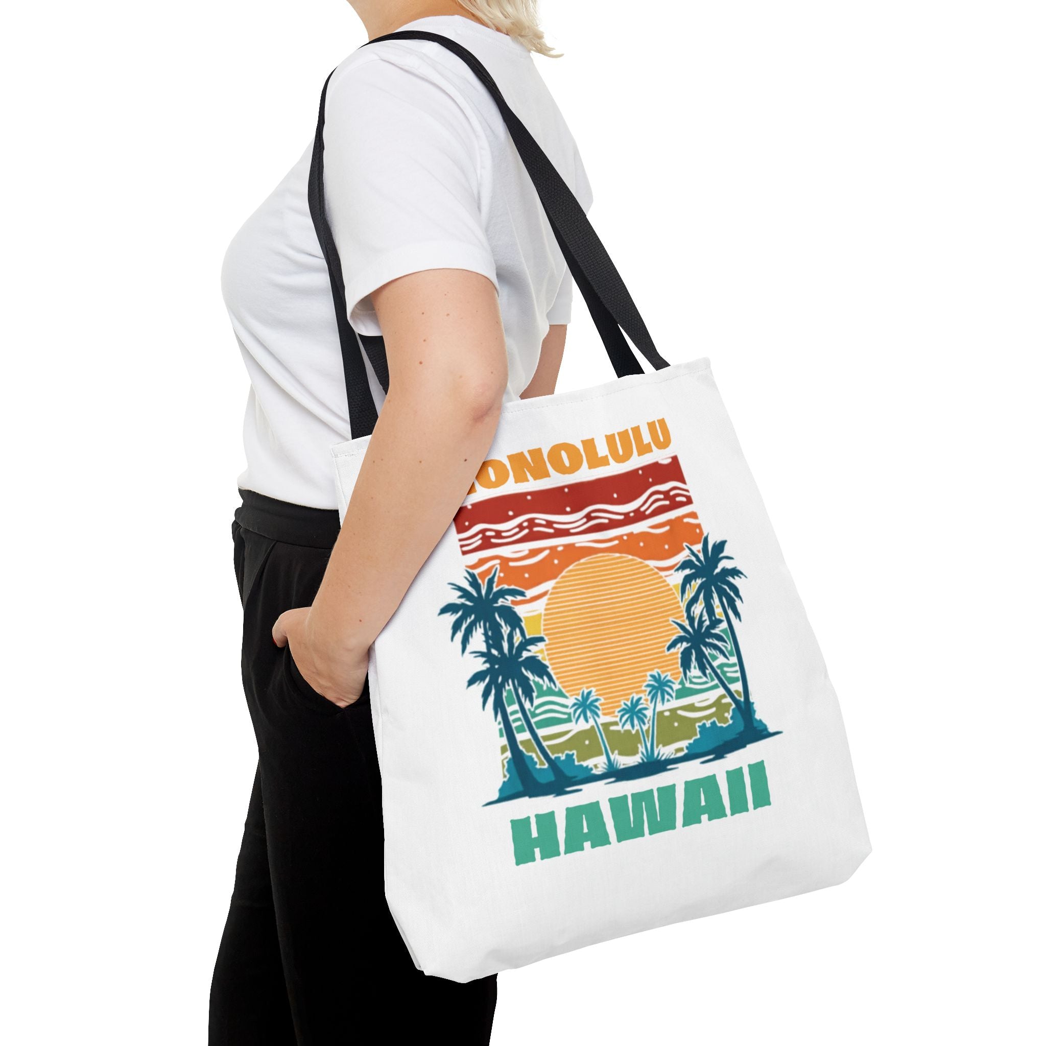 Honolulu Hawaii Sunset Tote Bag – Vintage Palm Beach Vacation Tote