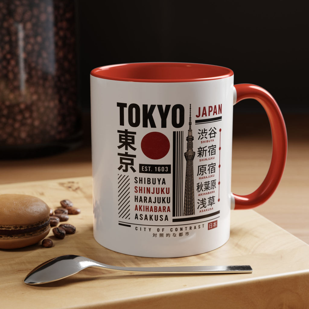 Tokyo Japan Accent Coffee Mug – Shibuya Shinjuku Harajuku Travel Souvenir (11/15oz)