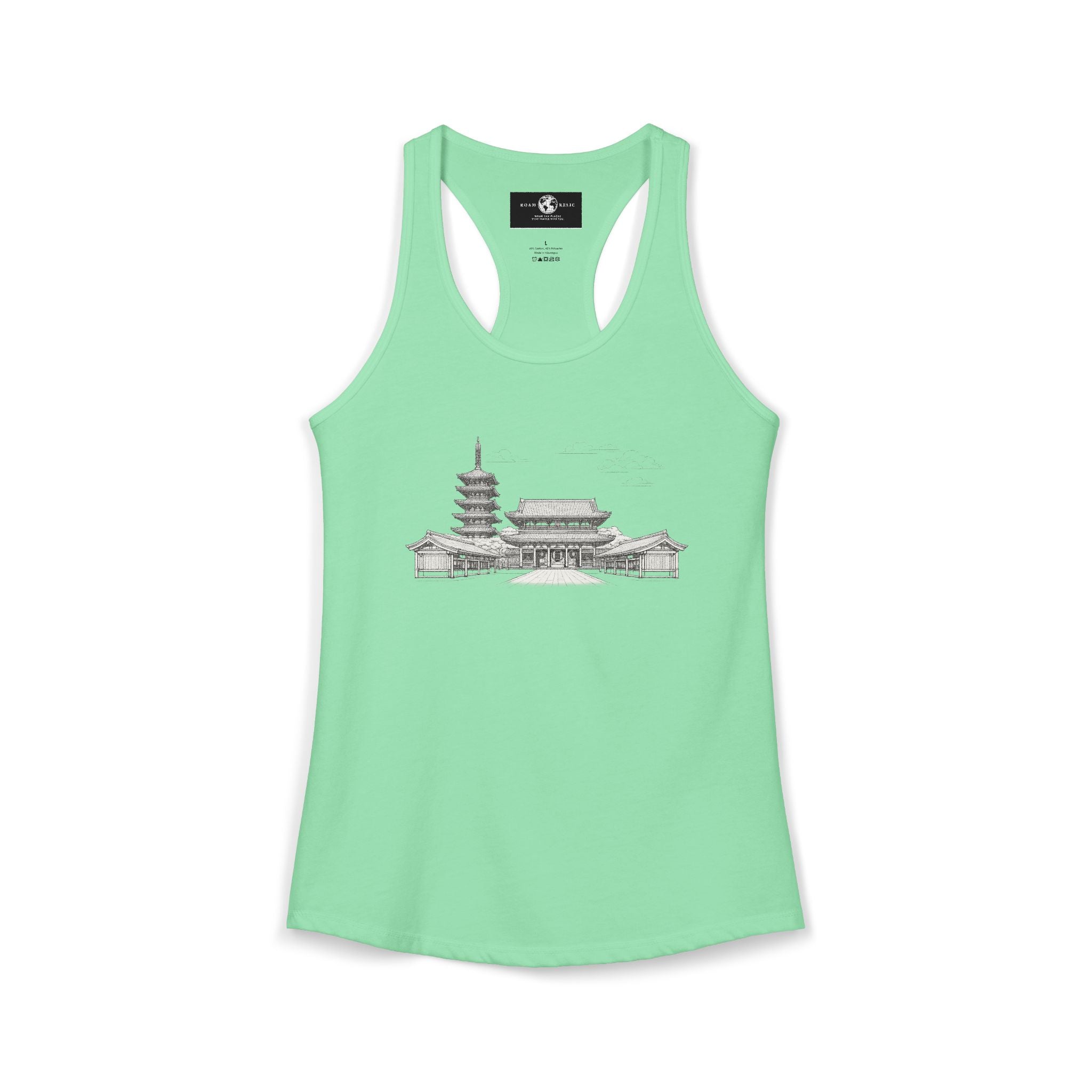 Asakusa Senso-ji Temple Racerback Tank — Minimal Outline Japan Travel Tee
