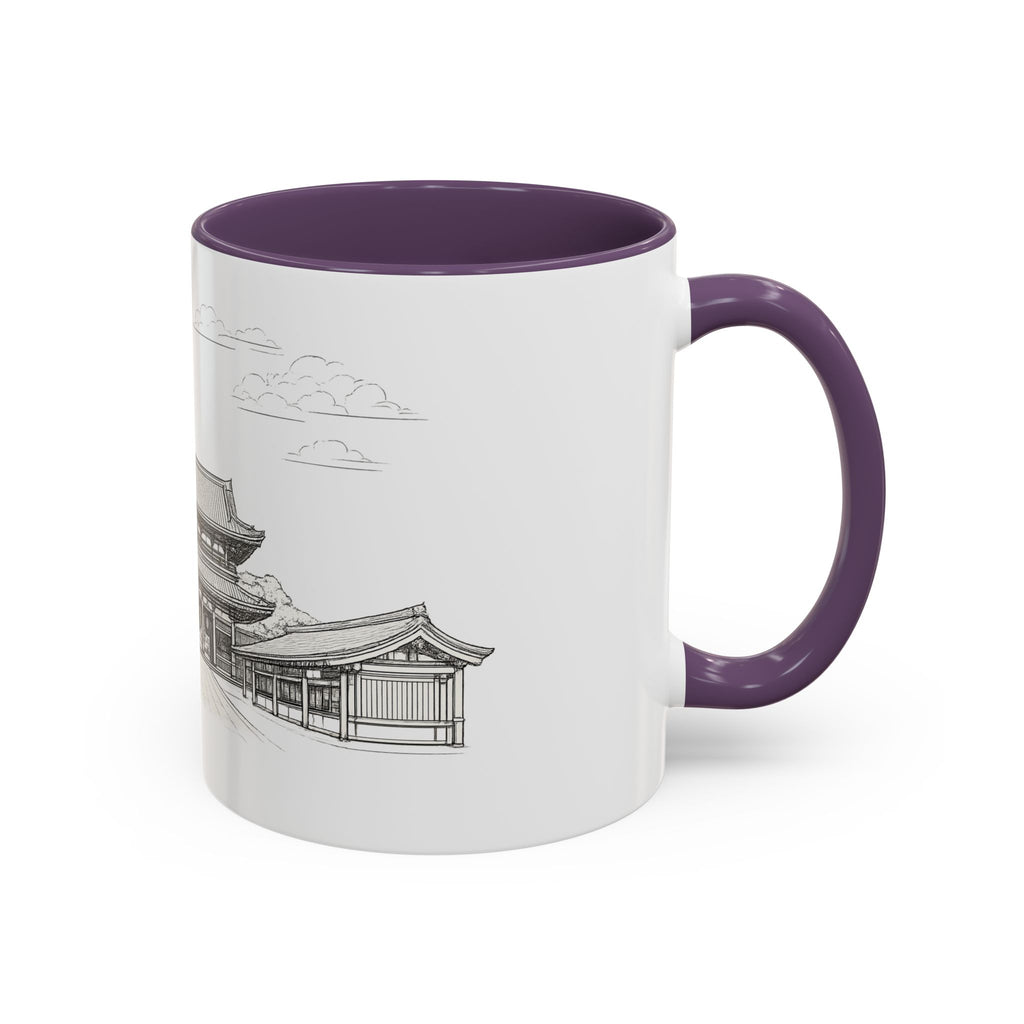 Senso-ji Temple Accent Coffee Mug — Asakusa Japan Minimal Outline Design (11/15oz)