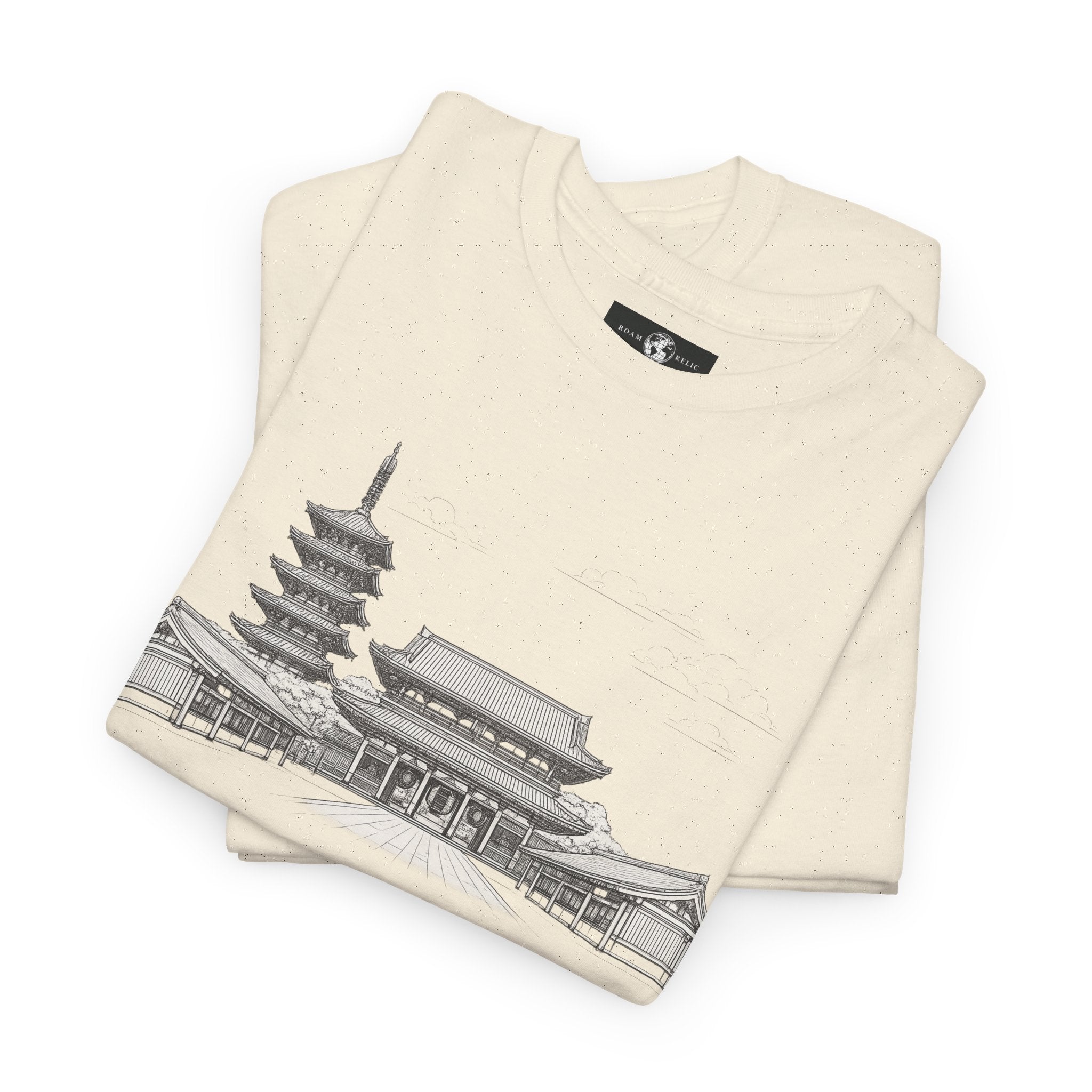 Senso‑ji Temple Outline Tee — Asakusa Japan Travel Graphic Shirt