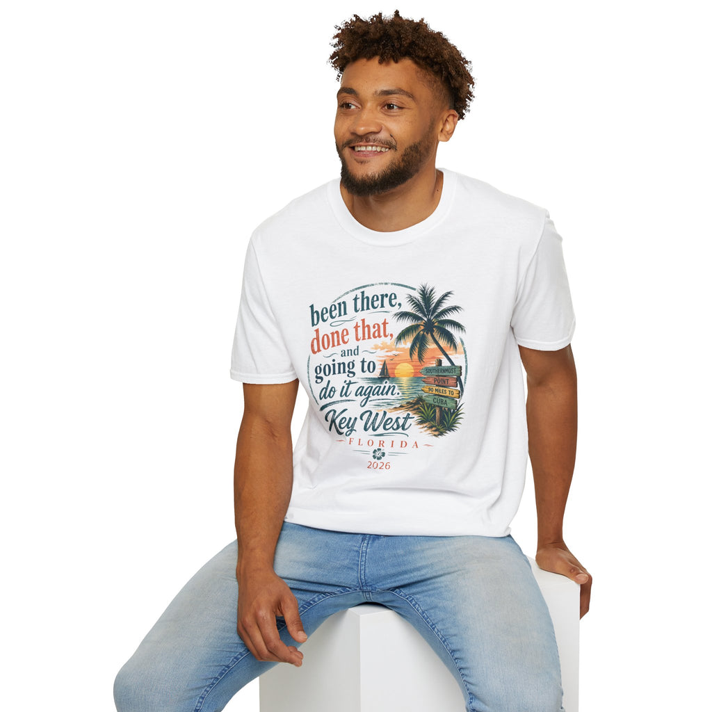 Key West Florida Vintage Sunset T-Shirt — "Been there, done that, and going to do it again" Travel Tee - Personalize with Custom Text