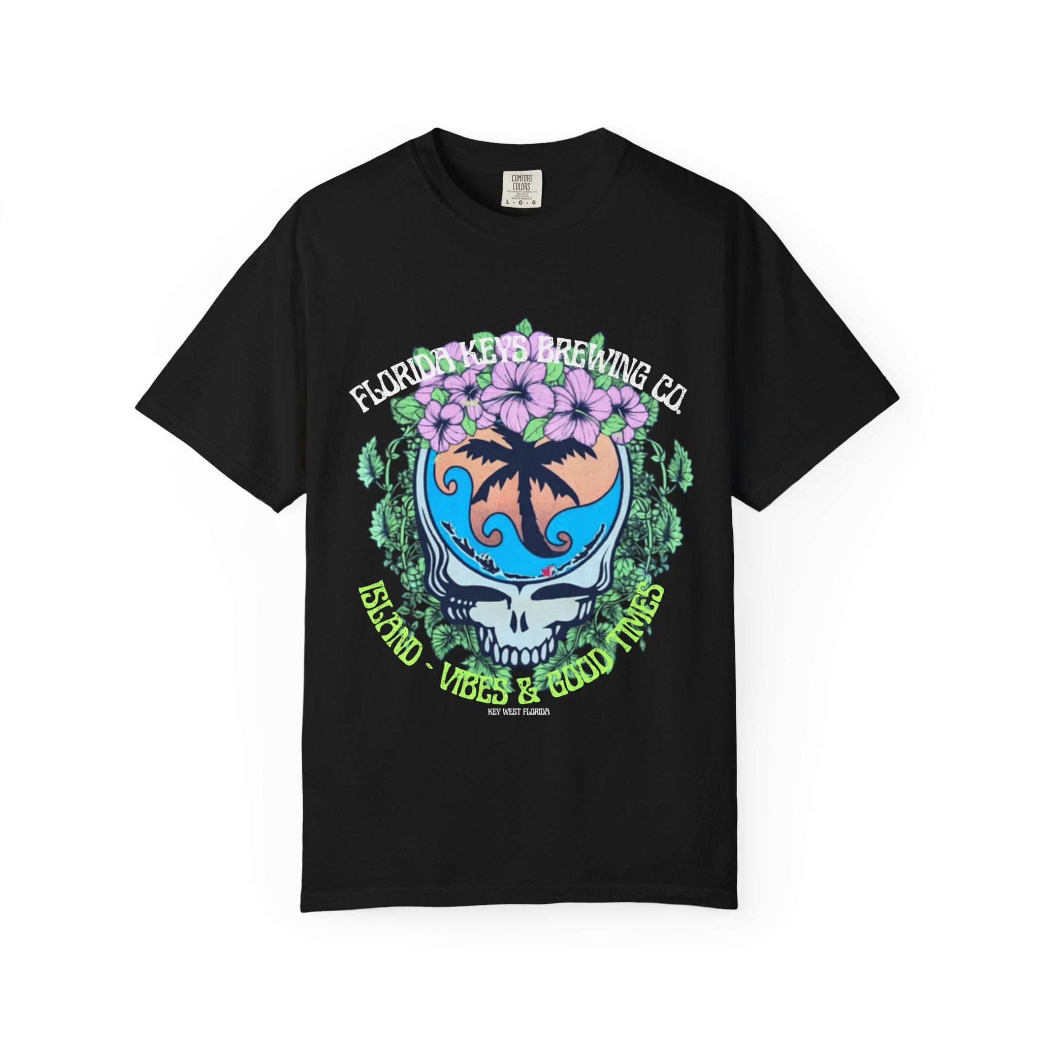 Island Vibes Skull T-Shirt — "Island Vibes & Good Times" Tropical Graphic Tee - Key West