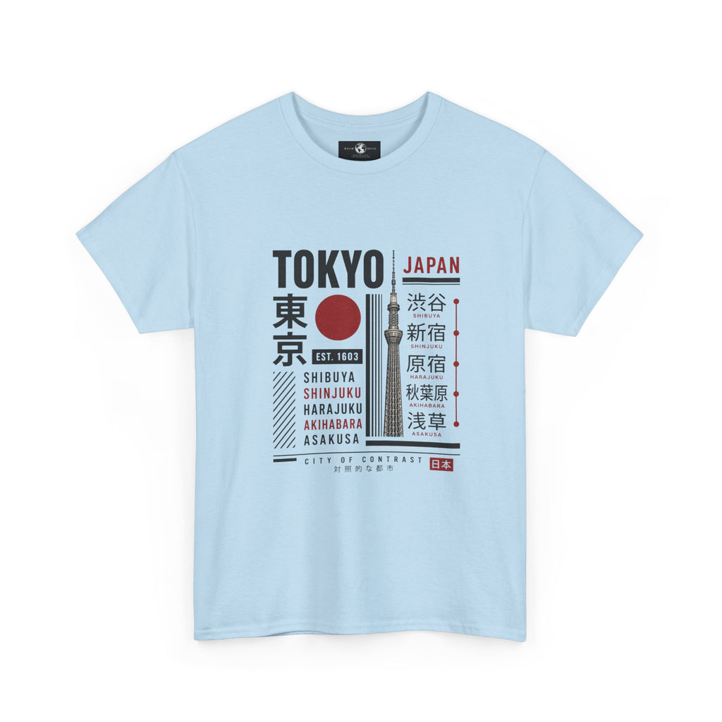 Tokyo Japan Graphic T-Shirt – Kanji City Names & Red Sun Travel Tee