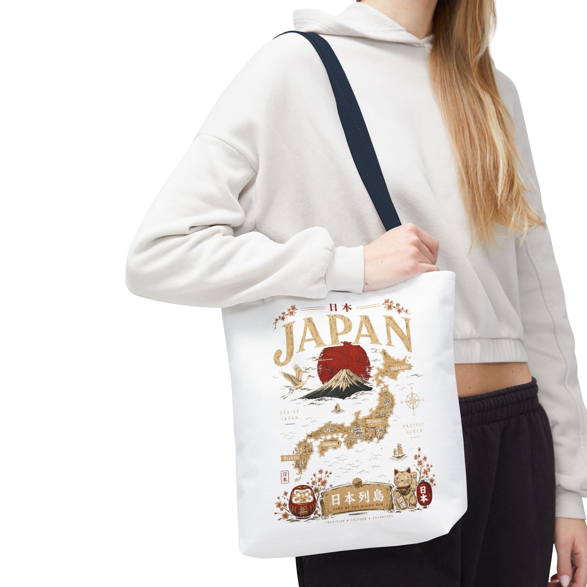 Japan Map Tote Bag – Mount Fuji & Rising Sun Travel Tote