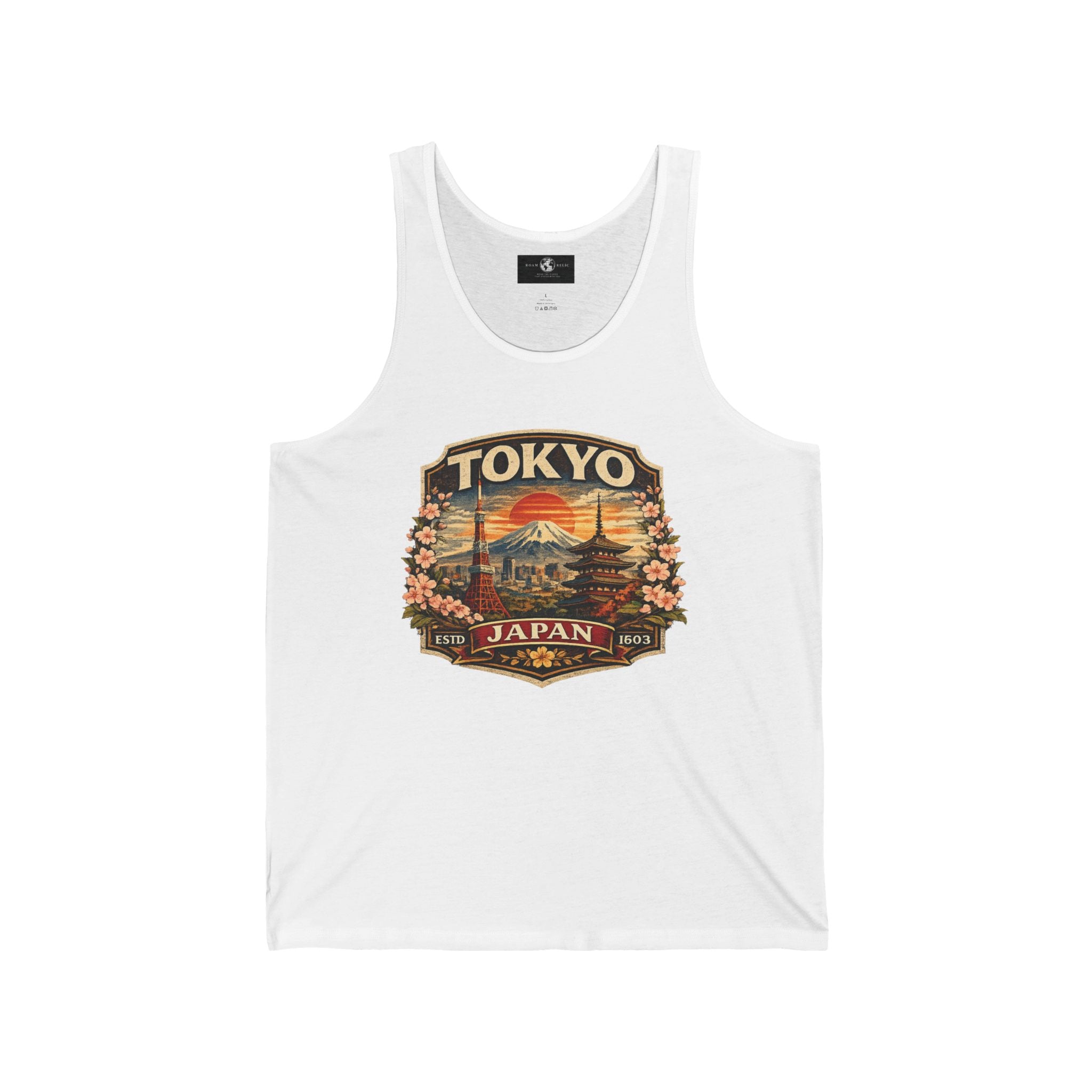 Tokyo Japan Vintage Travel Tank Top — Retro Mt. Fuji & Cherry Blossom Graphic