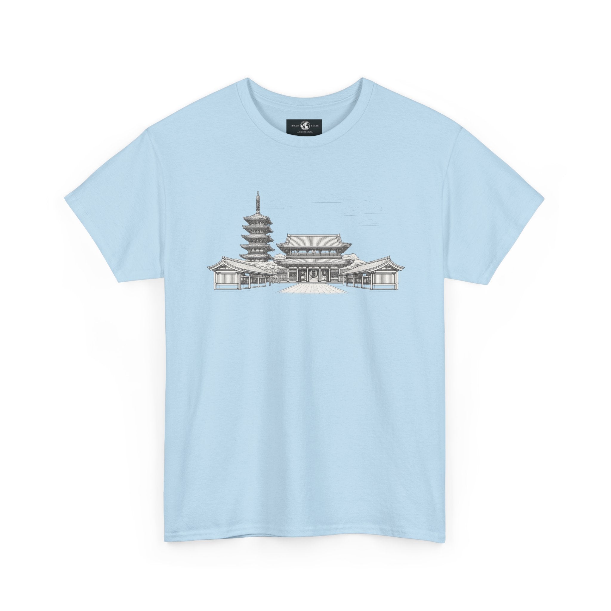 Senso‑ji Temple Outline Tee — Asakusa Japan Travel Graphic Shirt