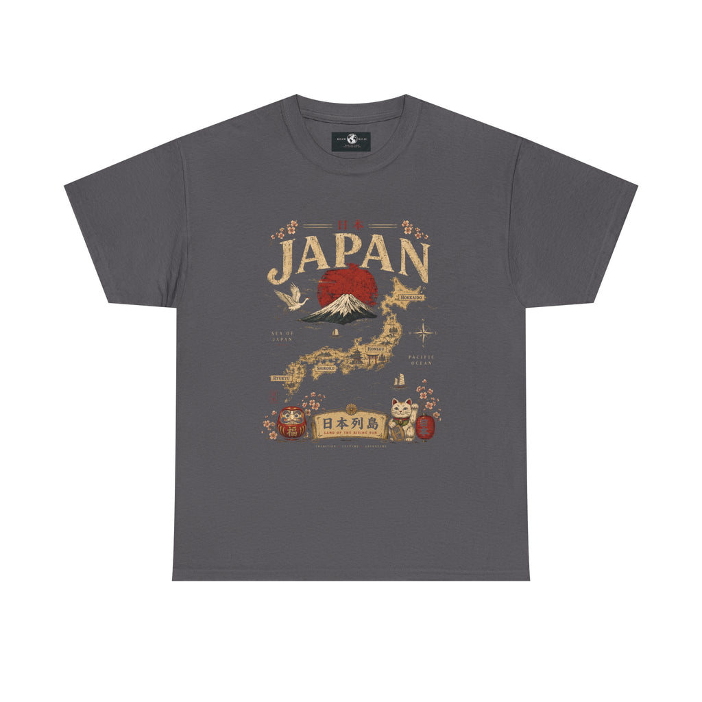 Japan Vintage Graphic Tee — Mount Fuji, Maneki-Neko & Kanji Travel Shirt