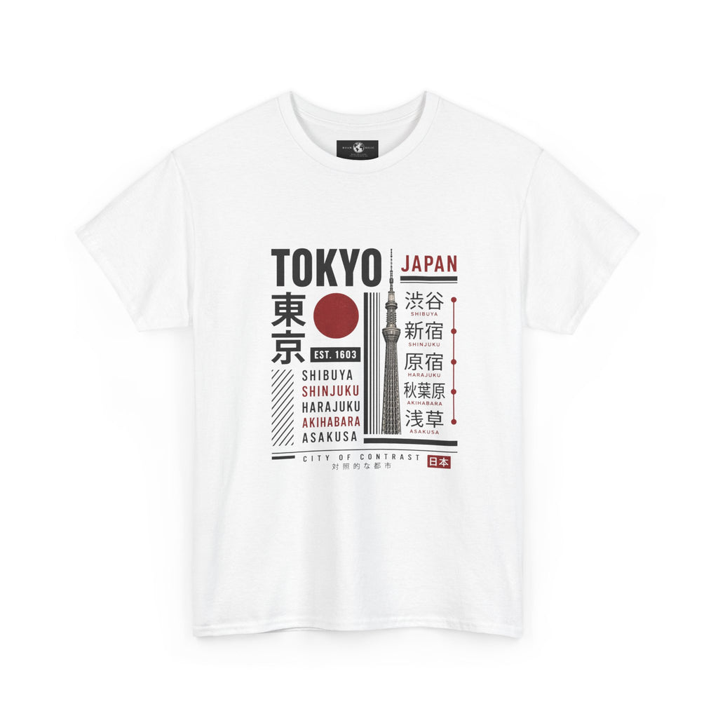 Tokyo Japan Graphic T-Shirt – Kanji City Names & Red Sun Travel Tee