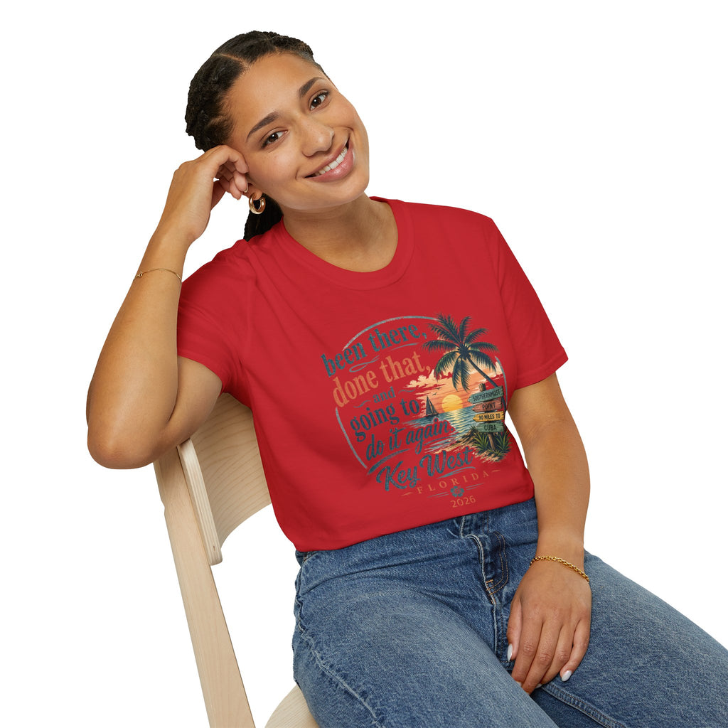 Key West Florida Vintage Sunset T-Shirt — "Been there, done that, and going to do it again" Travel Tee - Personalize with Custom Text