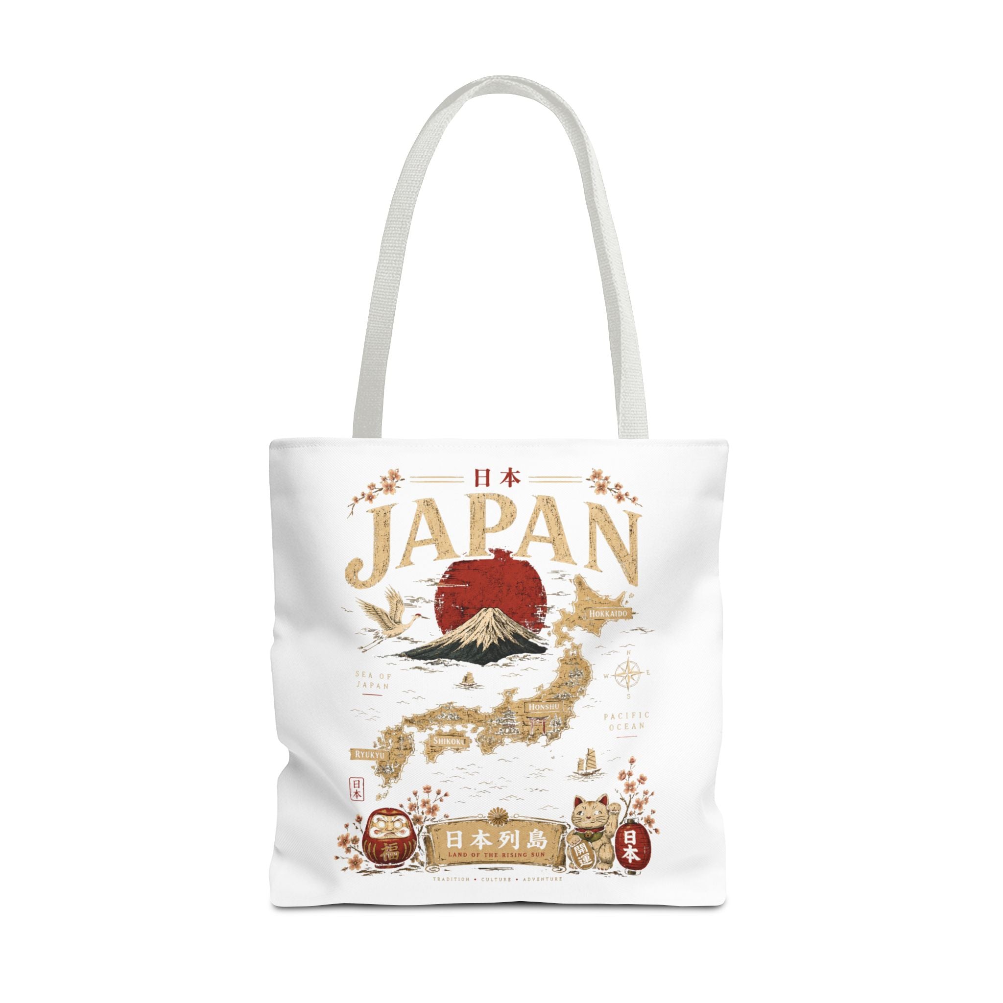Japan Map Tote Bag – Mount Fuji & Rising Sun Travel Tote