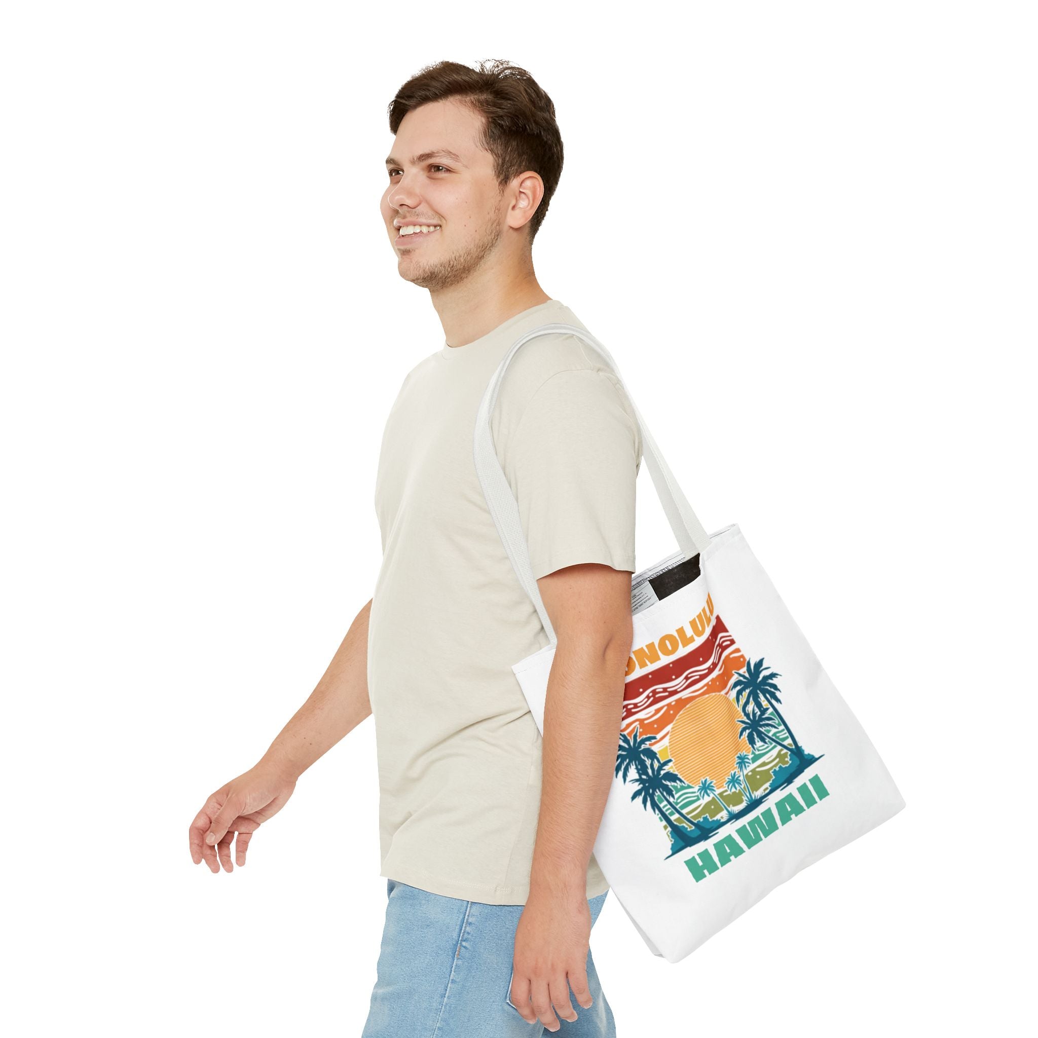 Honolulu Hawaii Sunset Tote Bag – Vintage Palm Beach Vacation Tote