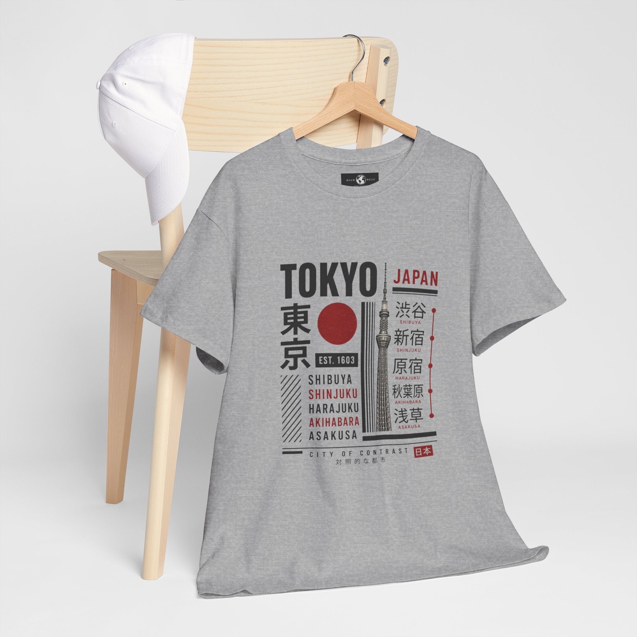 Tokyo Japan Graphic T-Shirt – Kanji City Names & Red Sun Travel Tee