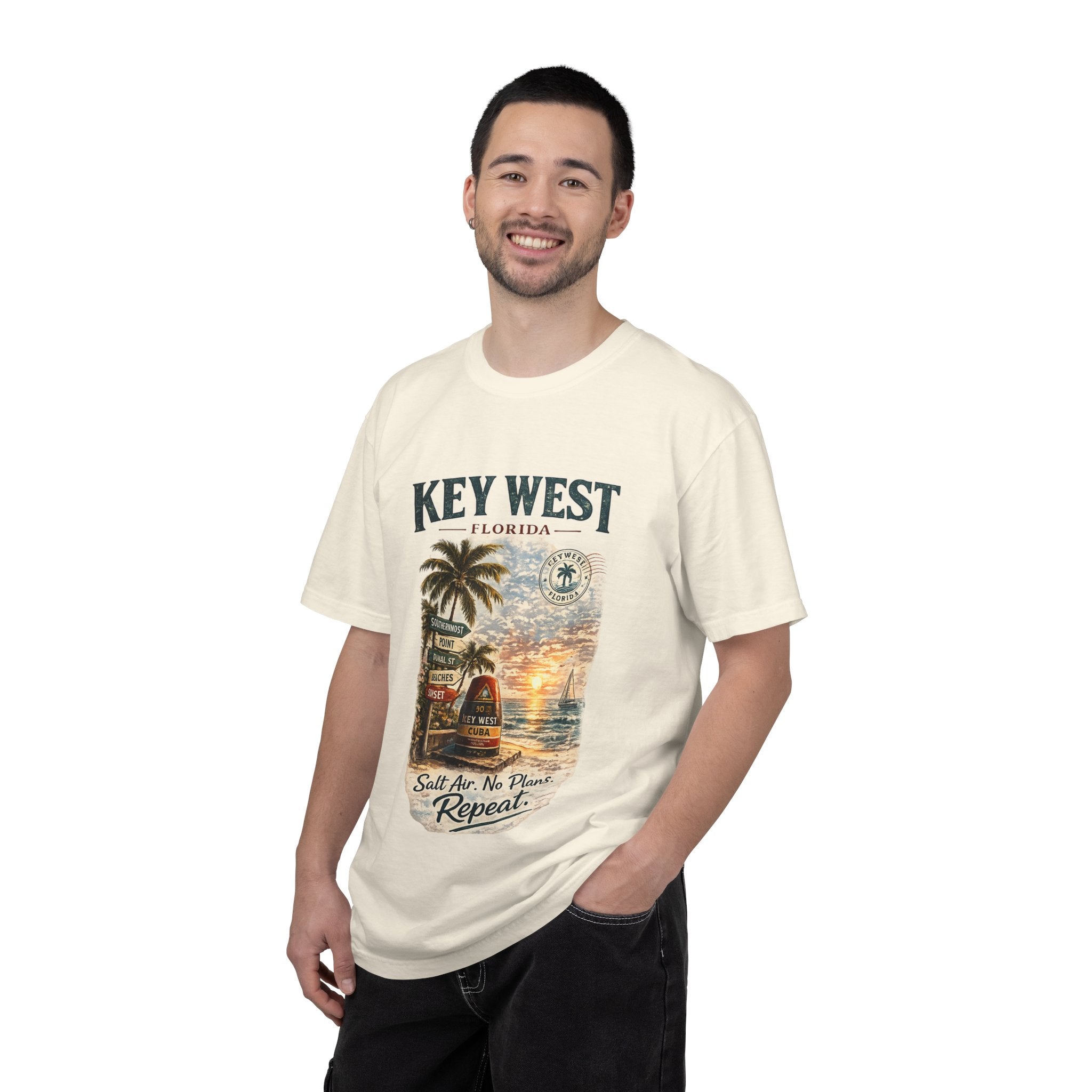 Key West Florida Sunset T‑Shirt — "Salt Air, No Plans, Repeat" Beach Tee
