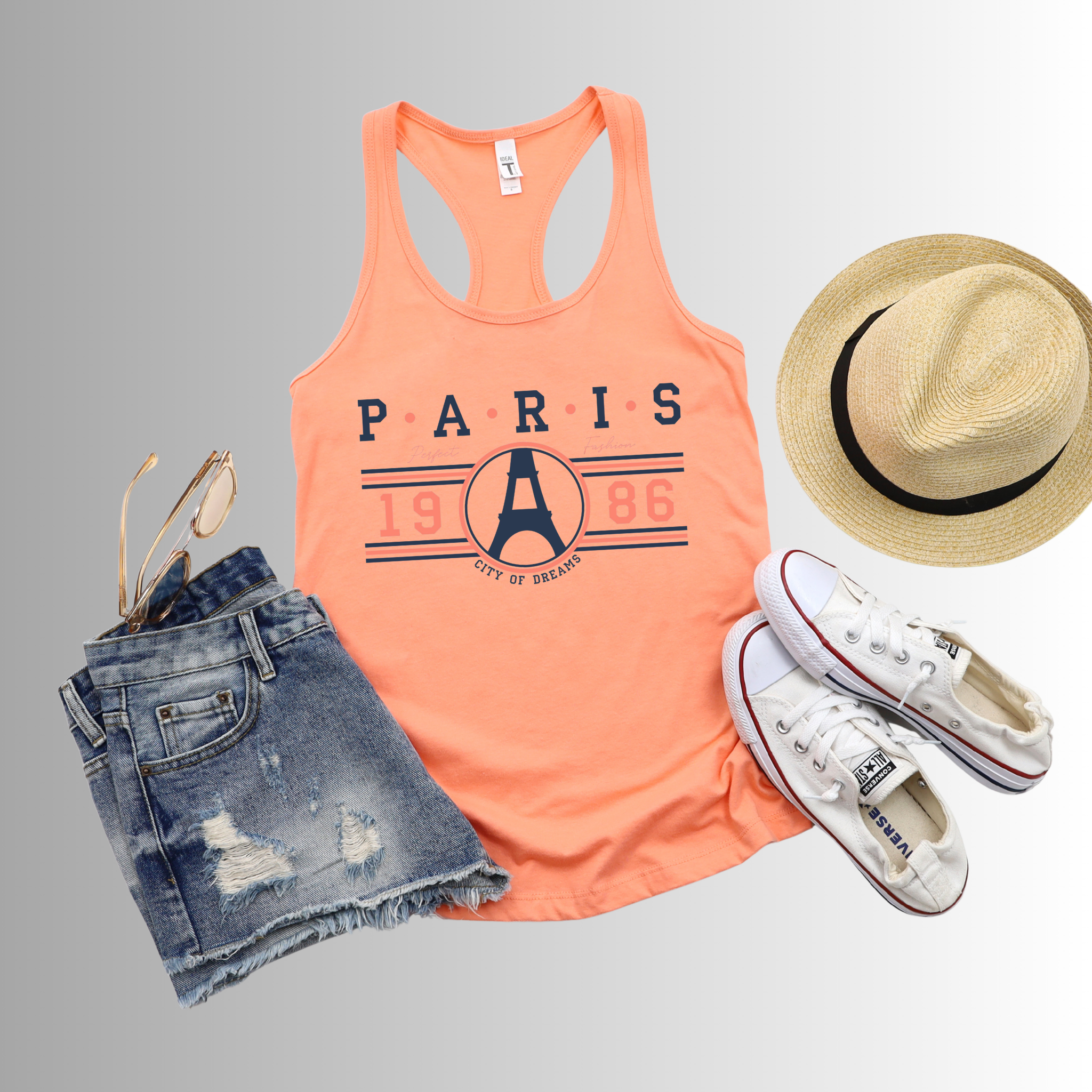 Paris 1889 Eiffel Tower Graphic Racerback Tank — Vintage History Tee