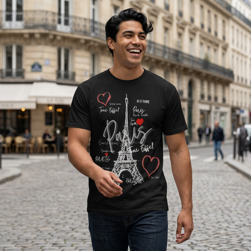 Paris Eiffel Tower T-Shirt — Romantic Heart Travel Tee