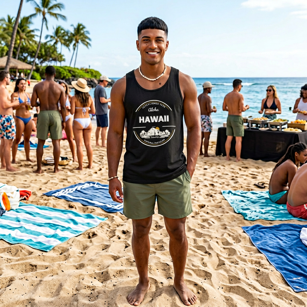 Hawaii Aloha Island Vintage Tank Top — Coral Beach Vacation Tee