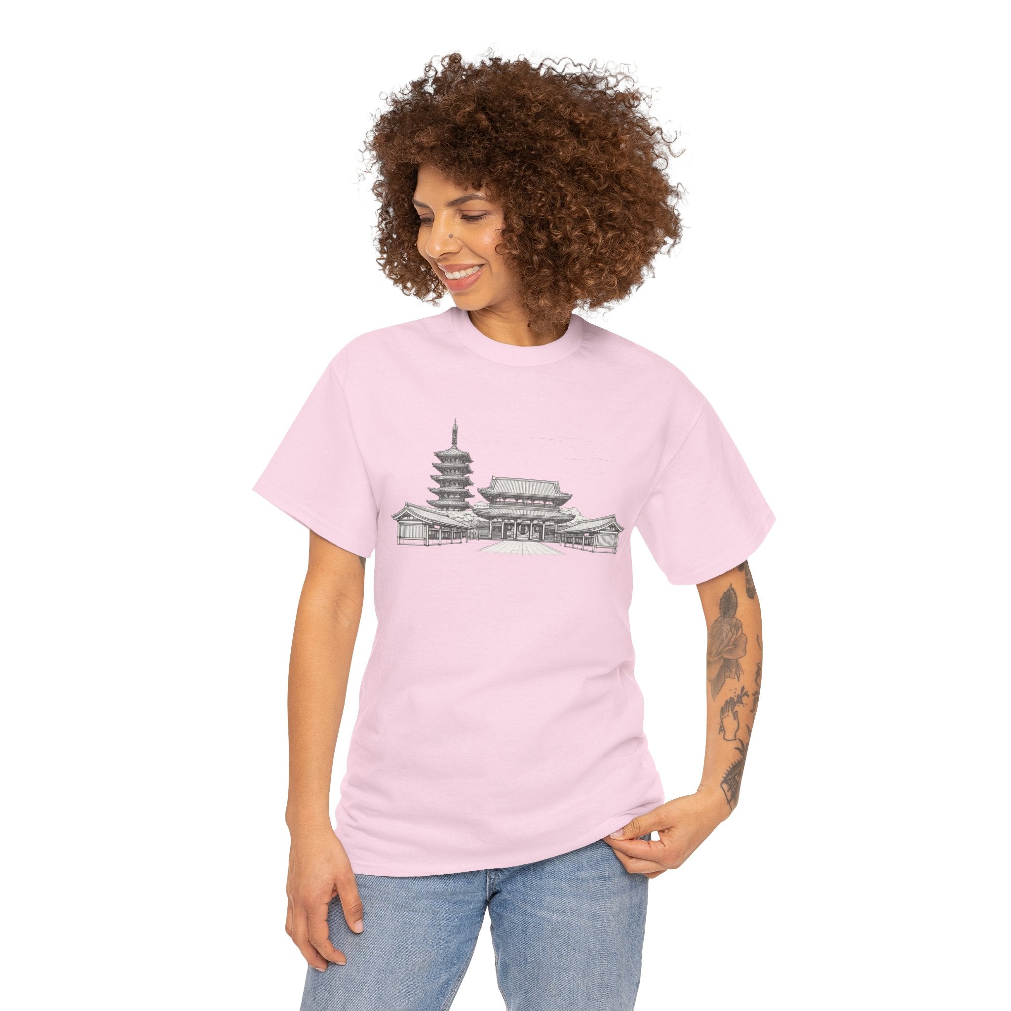 Senso‑ji Temple Outline Tee — Asakusa Japan Travel Graphic Shirt