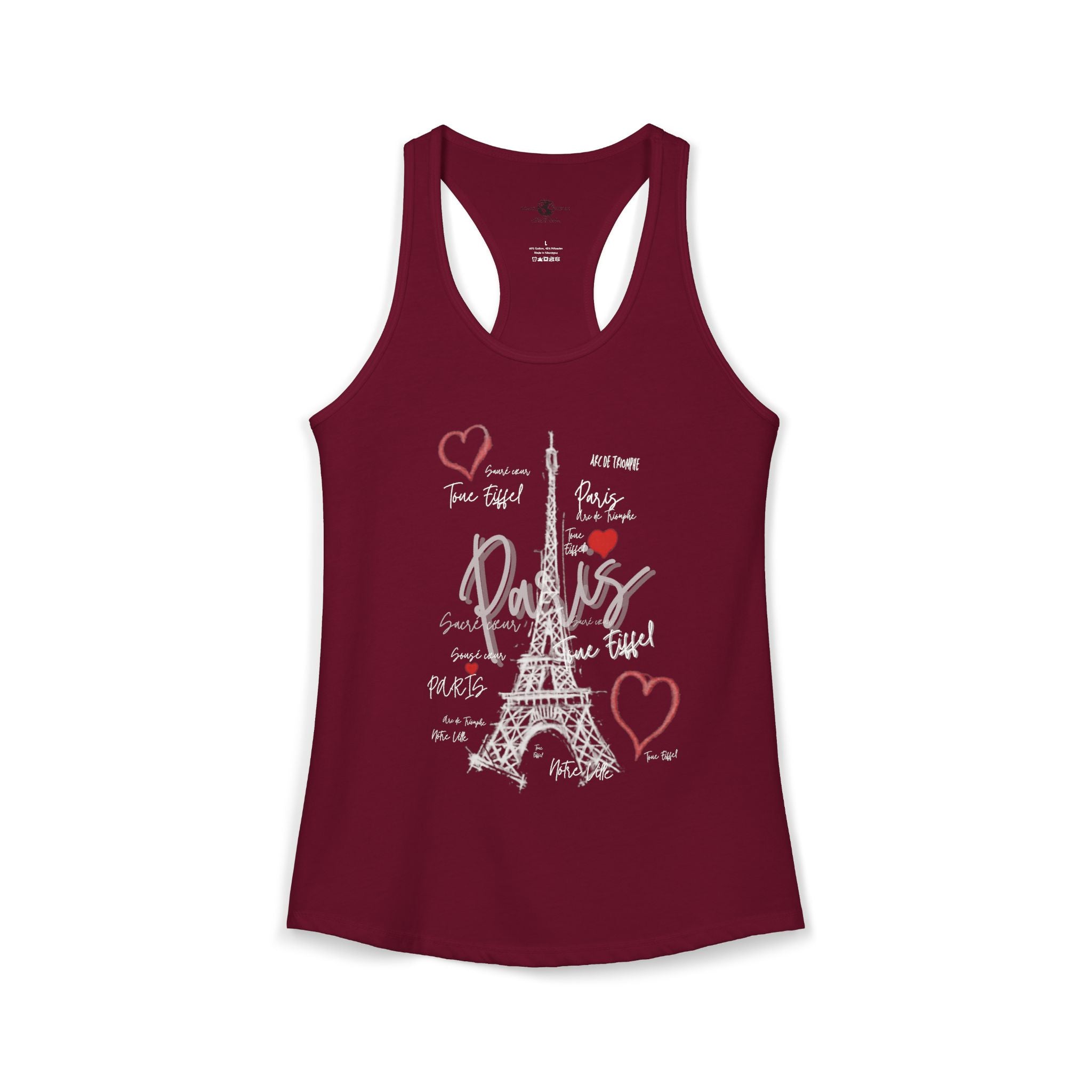 Paris Memories Racerback Tank — Chalky Graffiti Eiffel Tower Art