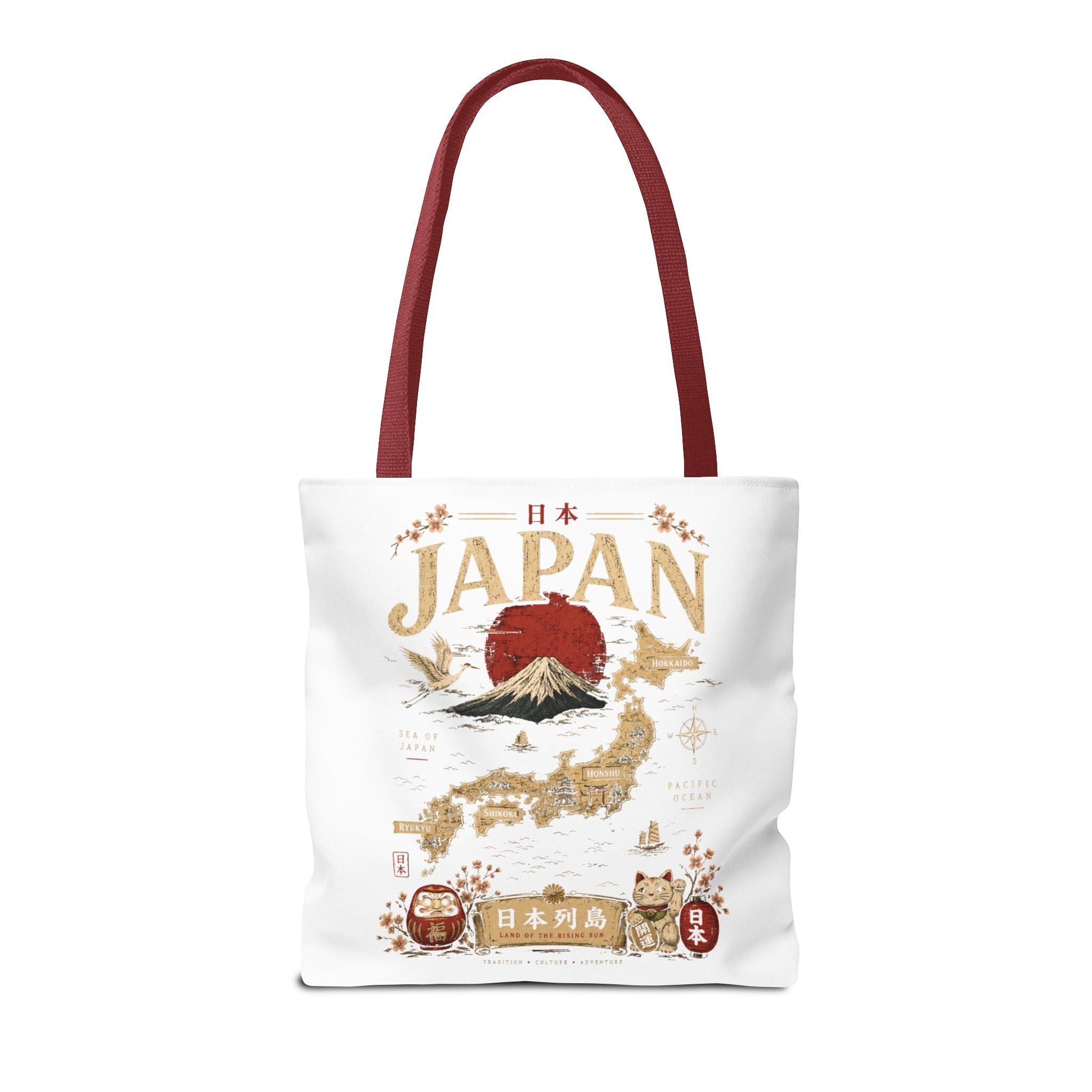 Japan Map Tote Bag – Mount Fuji & Rising Sun Travel Tote