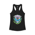 Island Vibes & Good Times Racerback Tank — Tropical Skull Graphic
