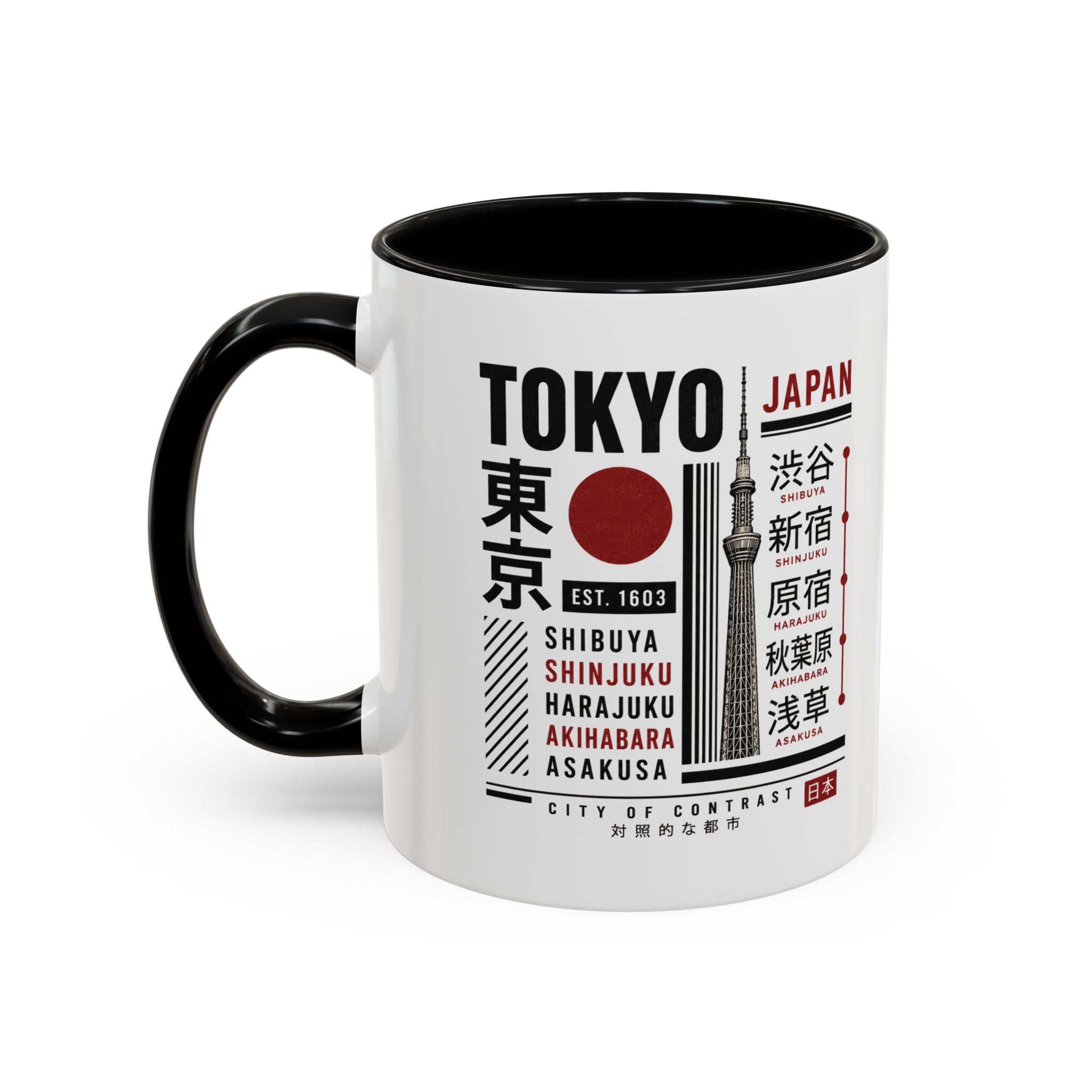 Tokyo Japan Accent Coffee Mug – Shibuya Shinjuku Harajuku Travel Souvenir (11/15oz)