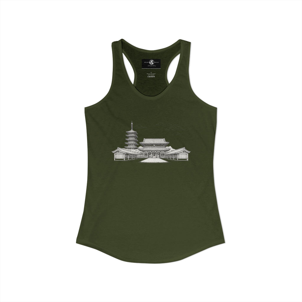 Asakusa Senso-ji Temple Racerback Tank — Minimal Outline Japan Travel Tee
