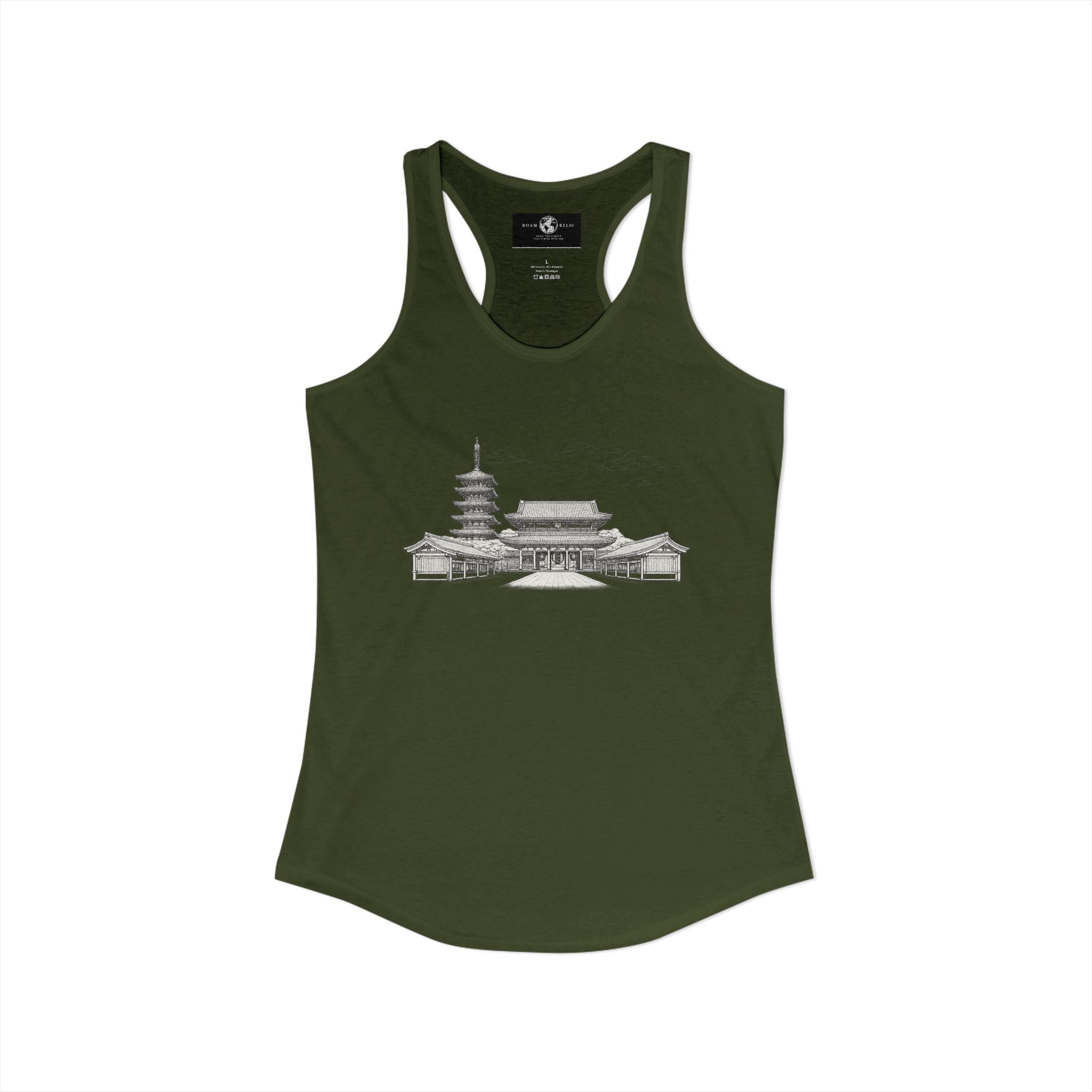 Asakusa Senso-ji Temple Racerback Tank — Minimal Outline Japan Travel Tee