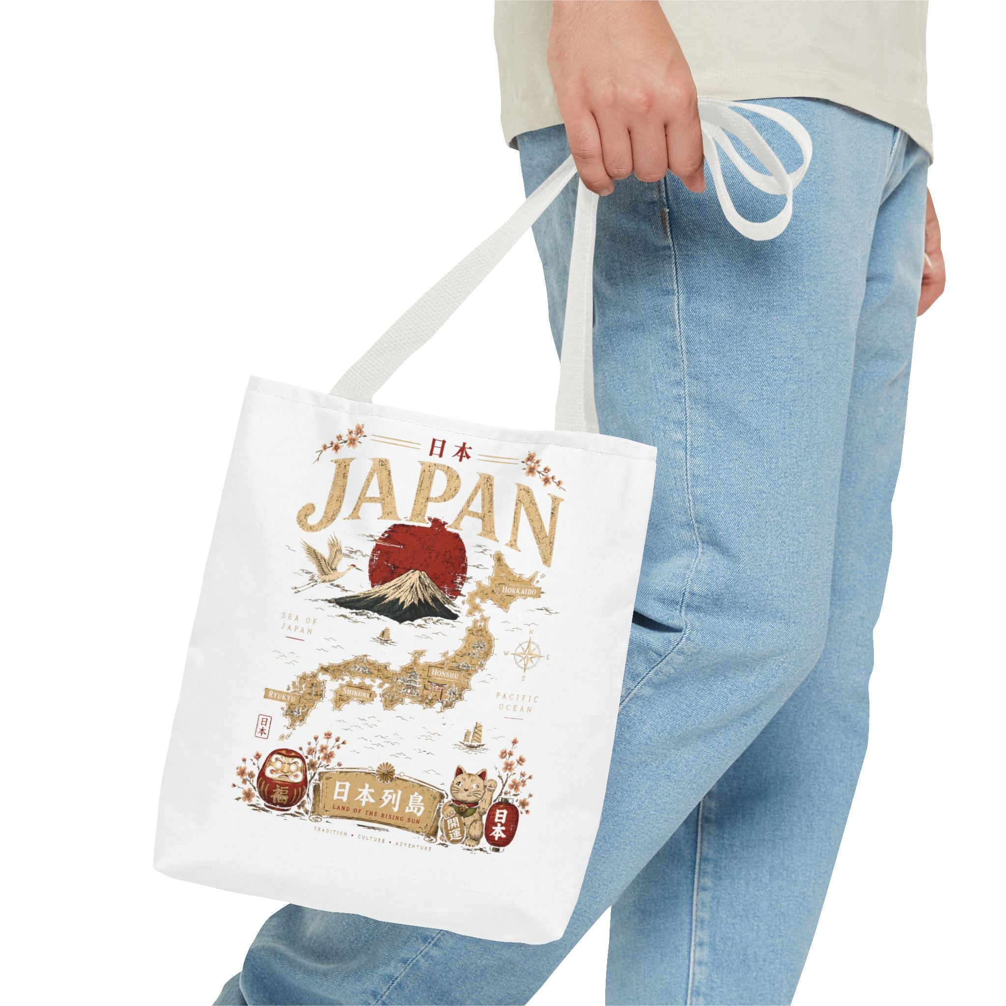 Japan Map Tote Bag – Mount Fuji & Rising Sun Travel Tote