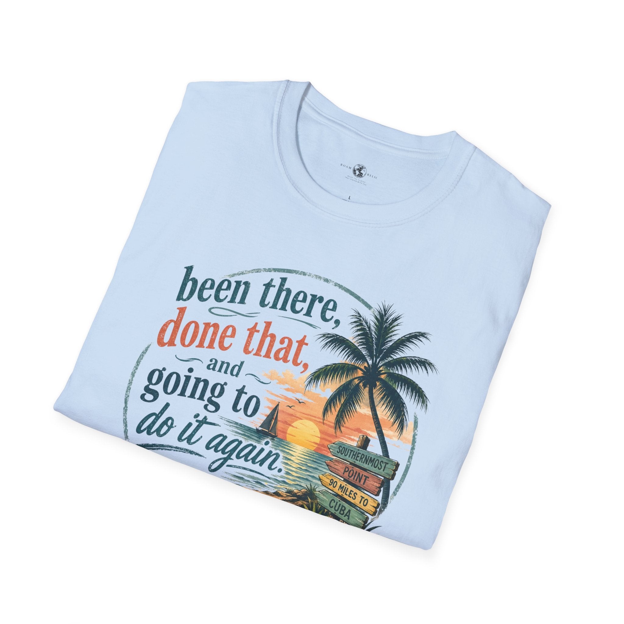 Key West Florida Vintage Sunset T-Shirt — "Been there, done that, and going to do it again" Travel Tee - Personalize with Custom Text