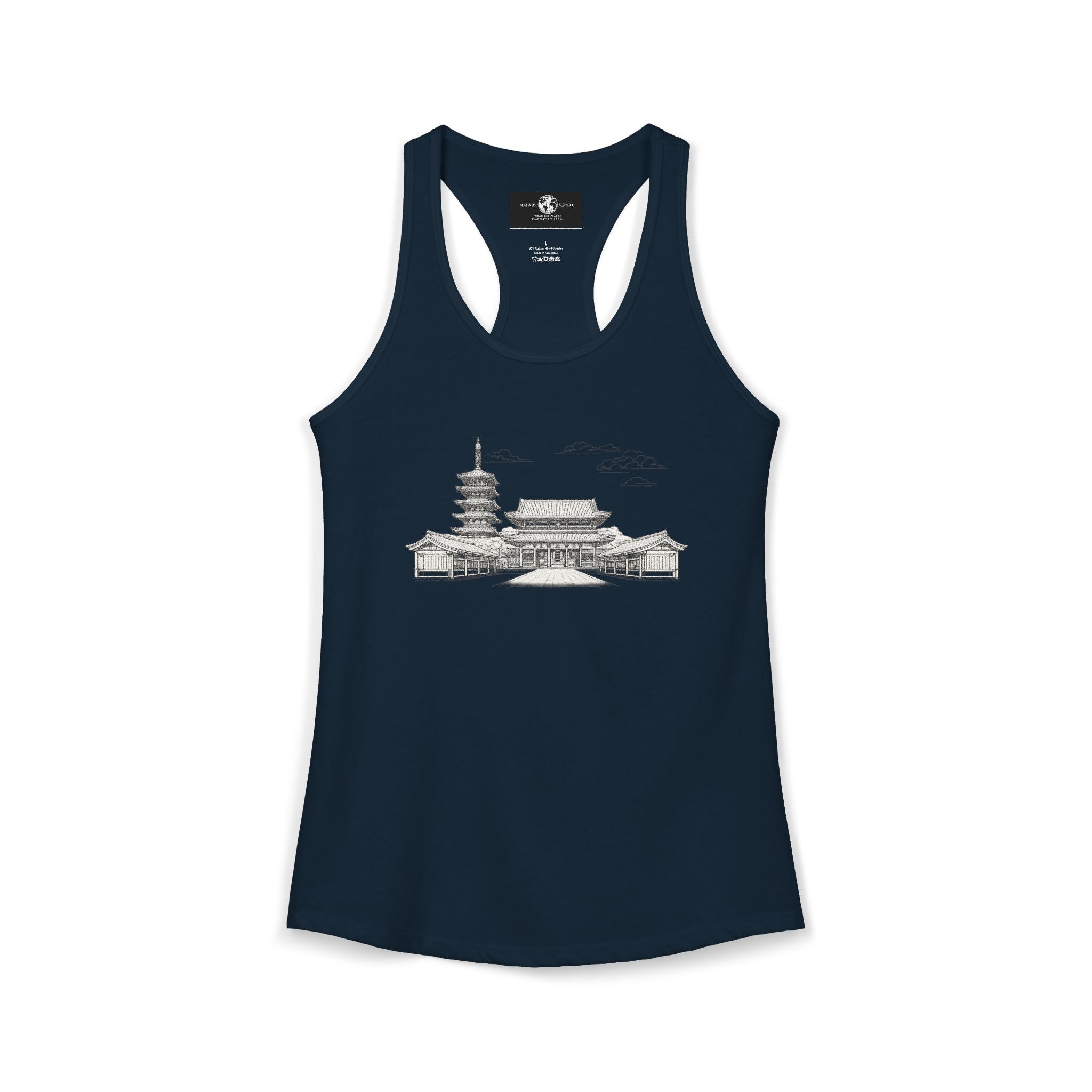 Asakusa Senso-ji Temple Racerback Tank — Minimal Outline Japan Travel Tee